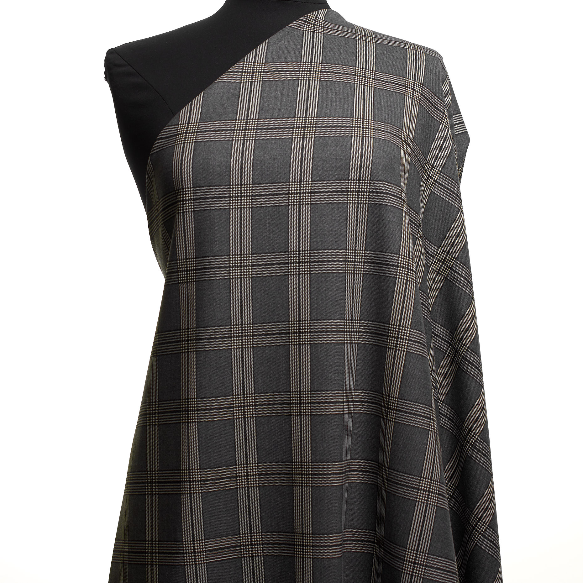 WOOL BLEND, GLENCHECK, MELANGE, ASPHALT&SNOW WHITE (F000038005) - Mannequin