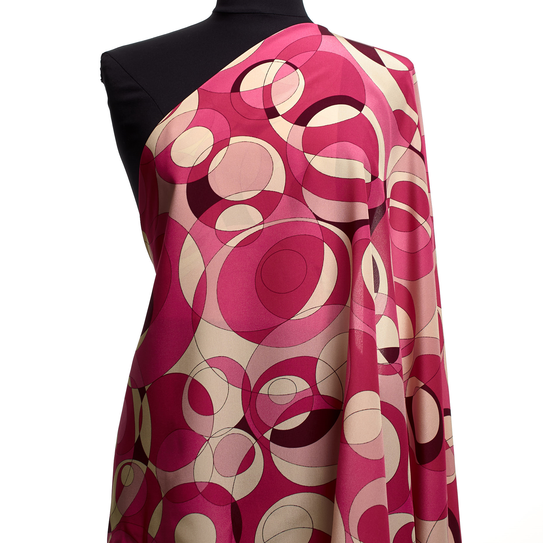 CRÊPE, SILK, PRINTED, ECRU&SANGRIA SUNSET (T0000682) - Mannequin