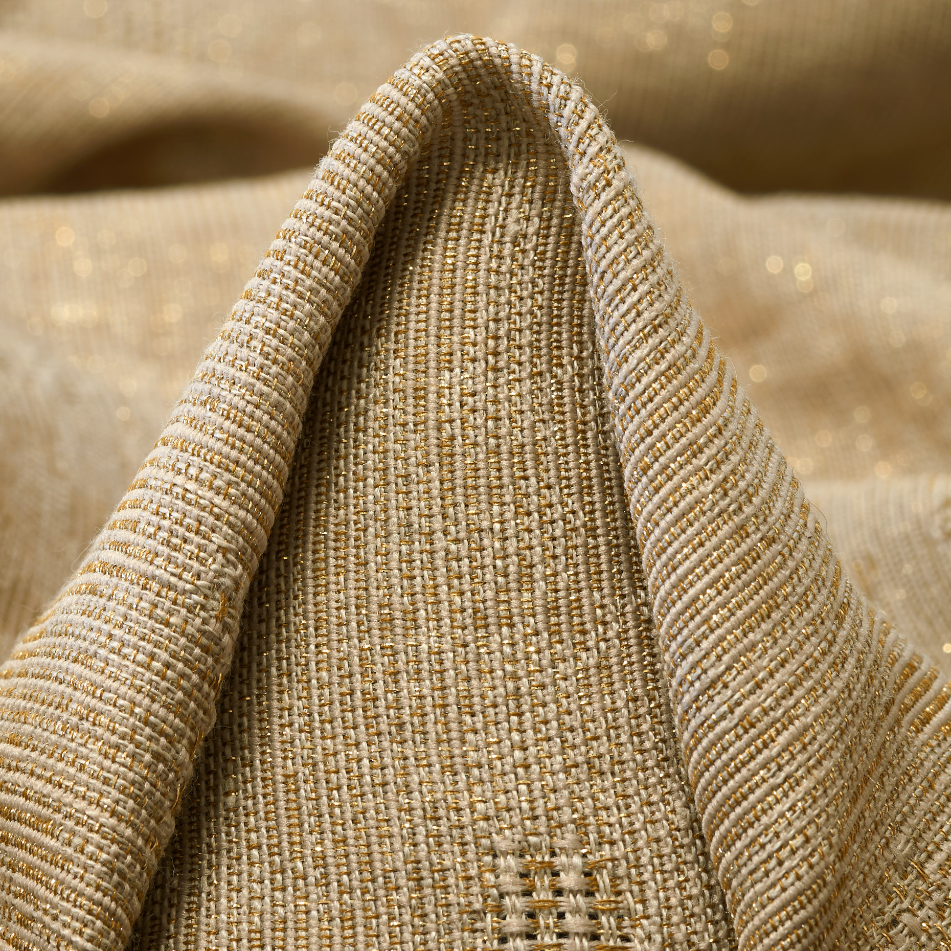 JACQUARD, LINEN, LUREX, OYSTER GRAY&RED GOLD (P000004920)