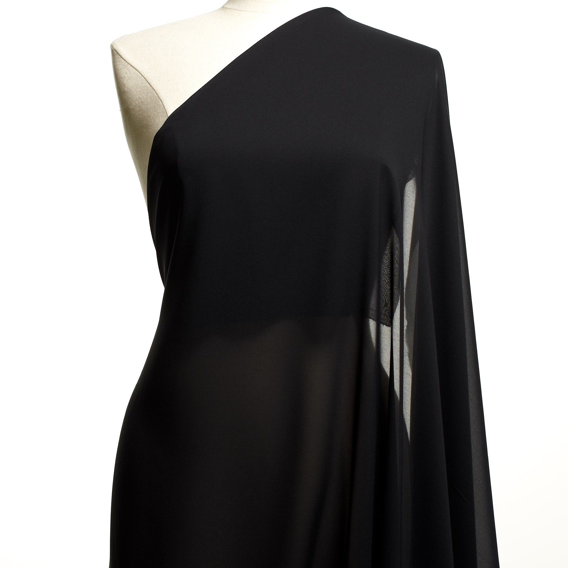 Crêpe De Chine, Jet Black (F000002577) - Manichino