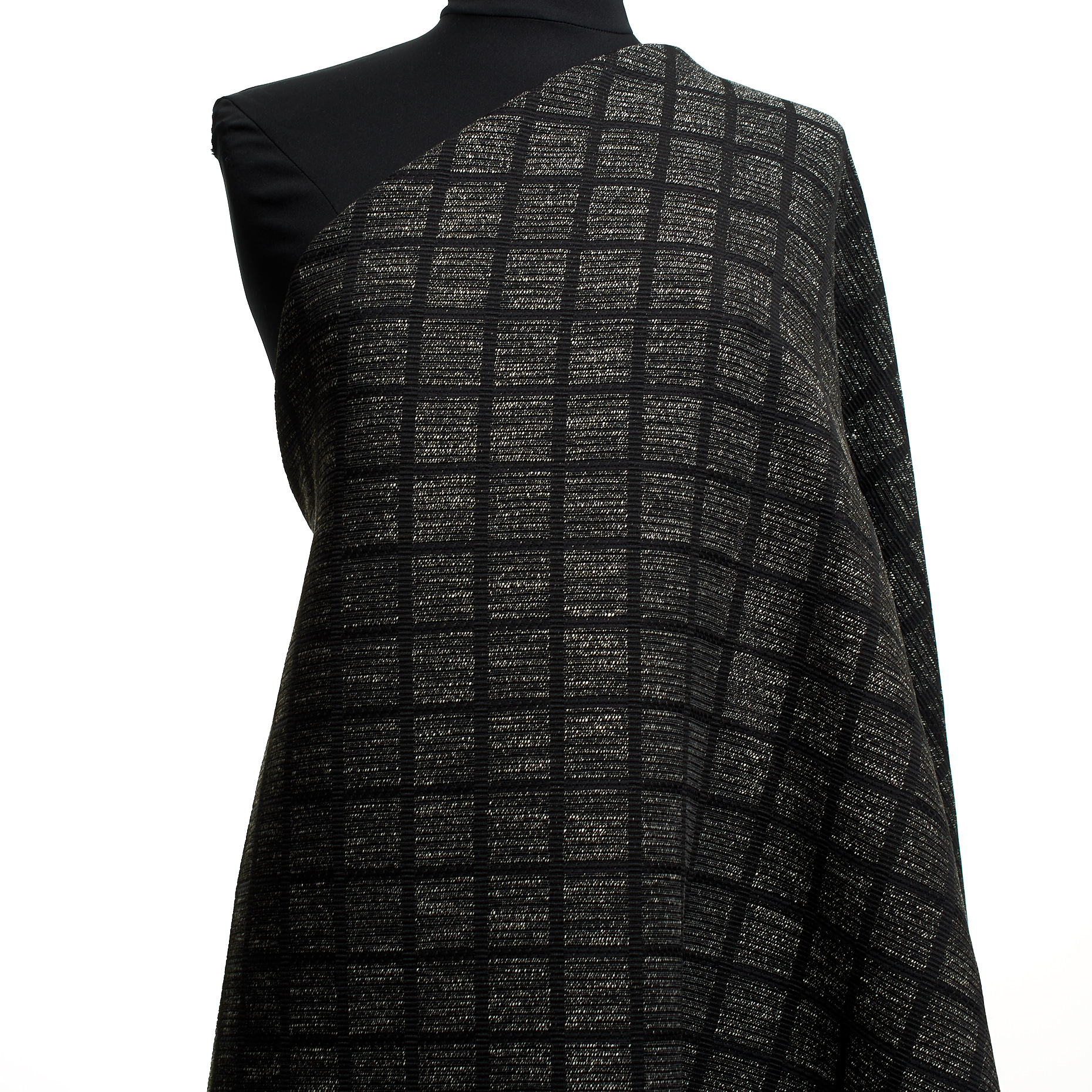 JACQUARD, COTTON VISCOSE, CHECK, IVORY&RAVEN BLACK (F000019965) - Mannequin