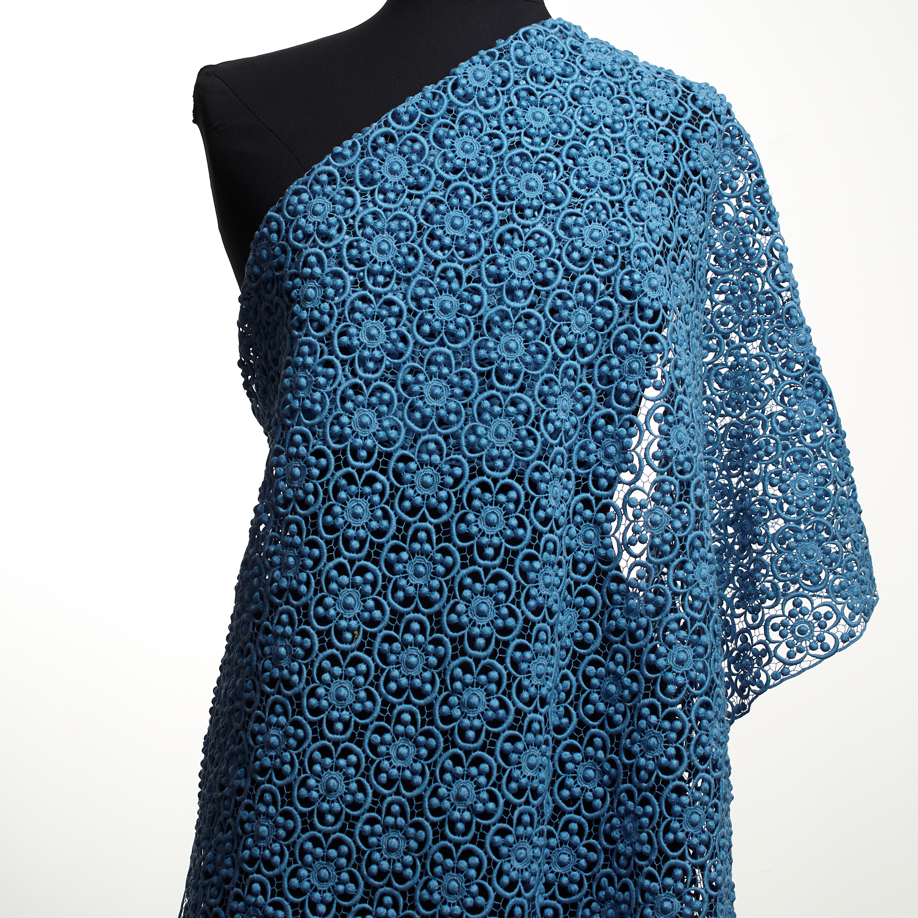 Кружево, Хлопок, Цветы, Malibu Blue (F000033769) - Манекен