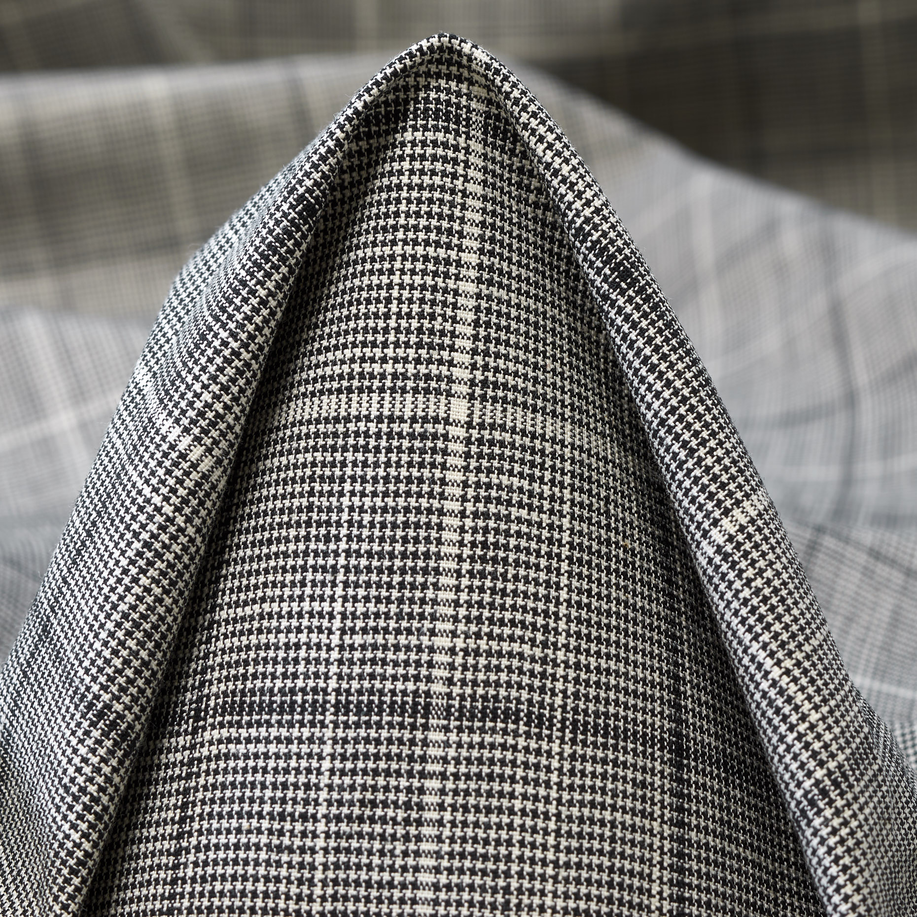 COTTON, LINEN, CHECK, ANTIQUE WHITE&RAVEN BLACK (F000044344)