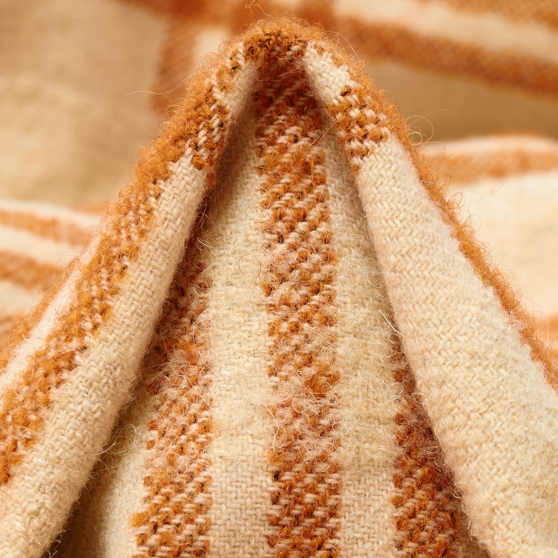 Wełna dziewicza, Kratka, Szczotkowany, Antique White&Dusty Orange (F000038811)