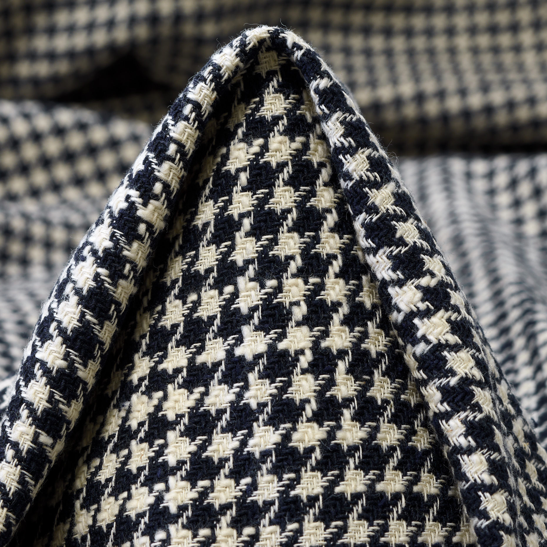 Algodón, Houndstooth, Antique White&Parisian Night