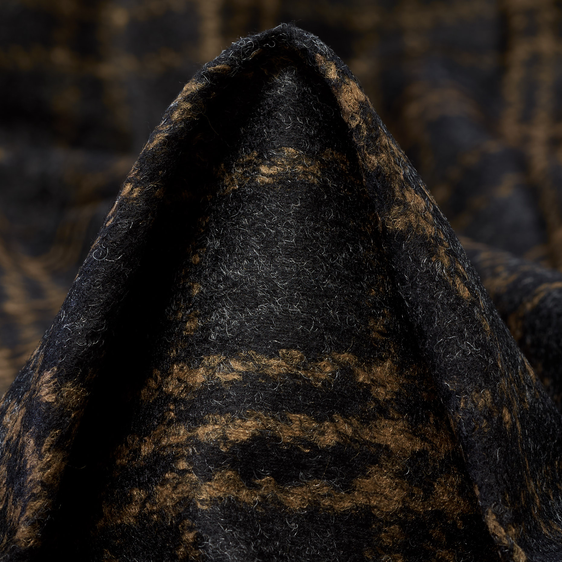 Трикотаж, Шерсть Смесовая, Клетка, Dark Sapphire&Sand Stone (F000045182)