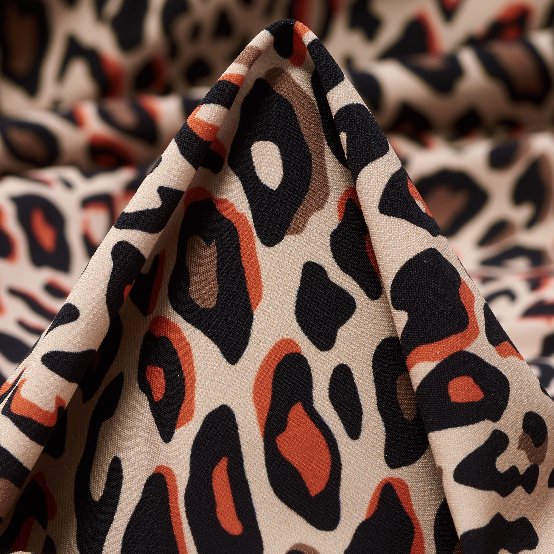 TECHNO JERSEY, PRINTED, HIGH ELASTICITY, PEACH WHIP&RAVEN BLACK (F000041313)