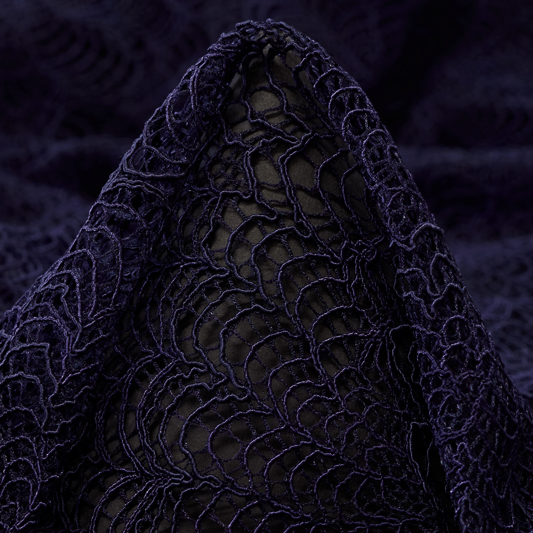 Encaje, Ramié, Elástico, Blue Depths (F000037537)