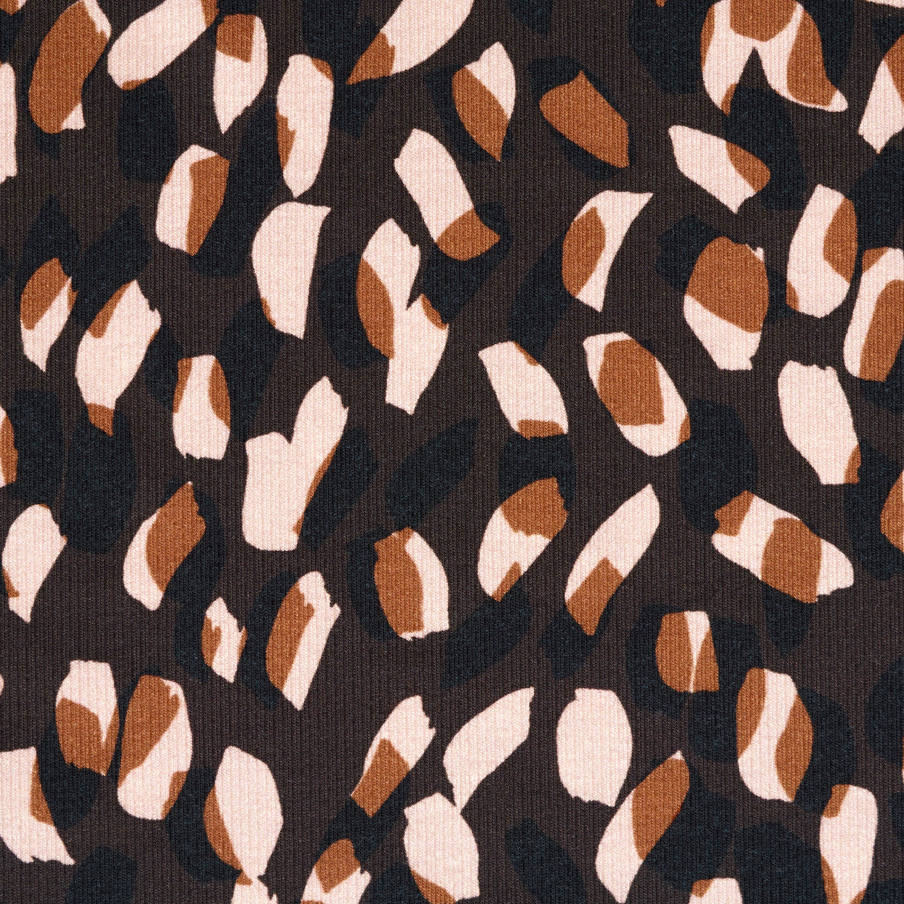 Rippjersey, Baumwolle, Bedruckt, Coffee&Wild Rose (F000042751) - Gewebe