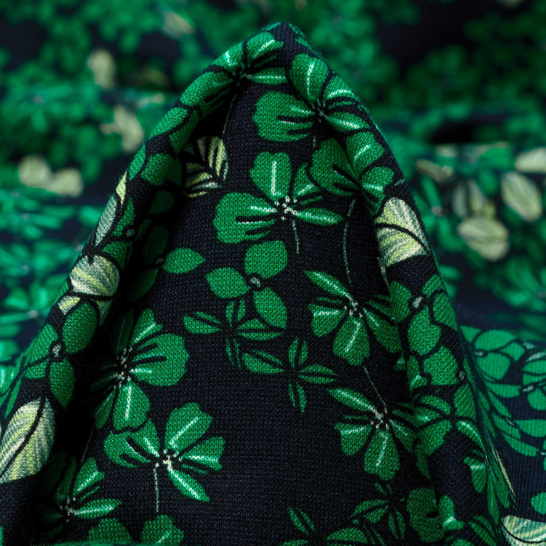 Трикотаж, Вискоза, Цветы, Pepper Green