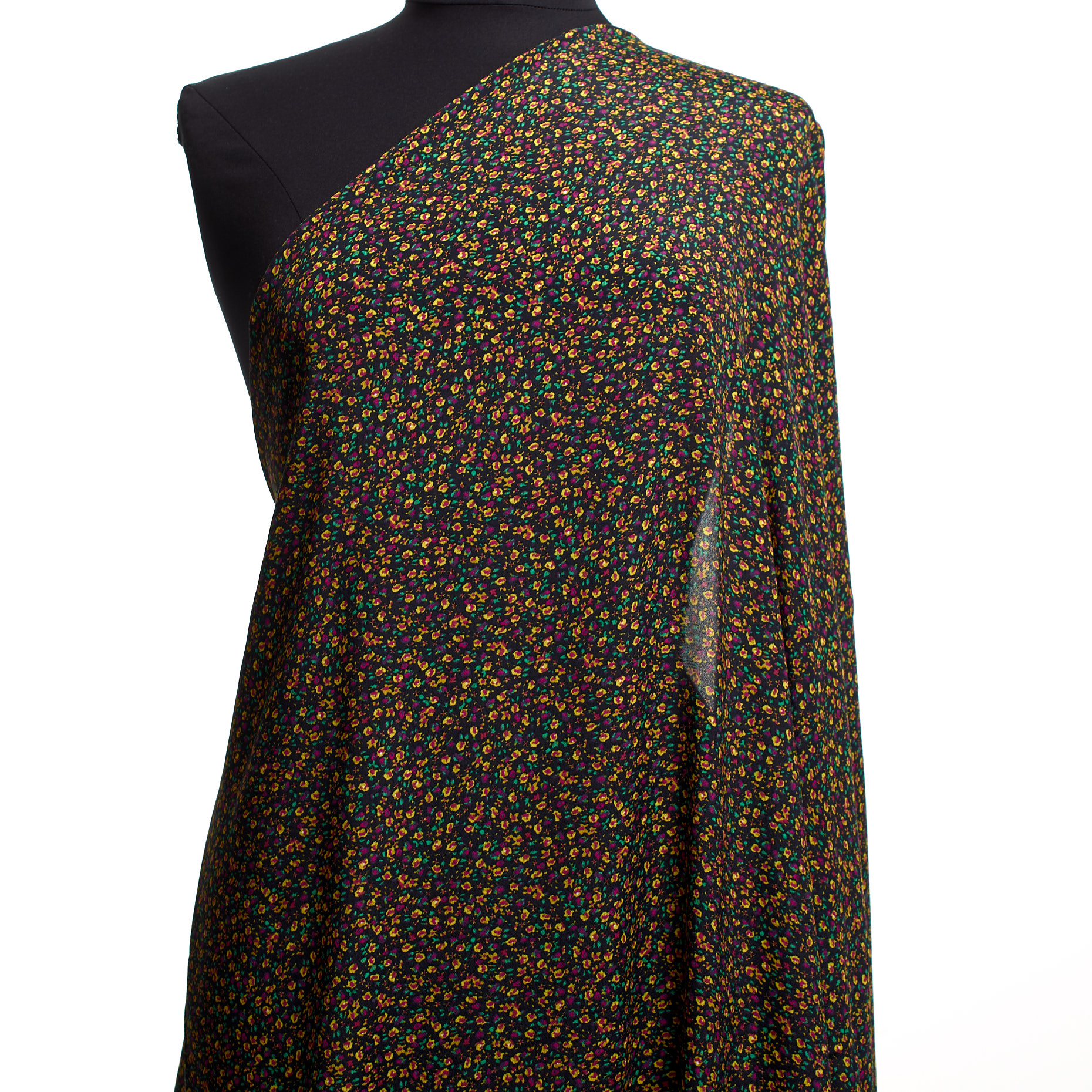 CRÊPE, VISCOSE, FLORAL, POPCORN&RAVEN BLACK (F000040098) - Mannequin