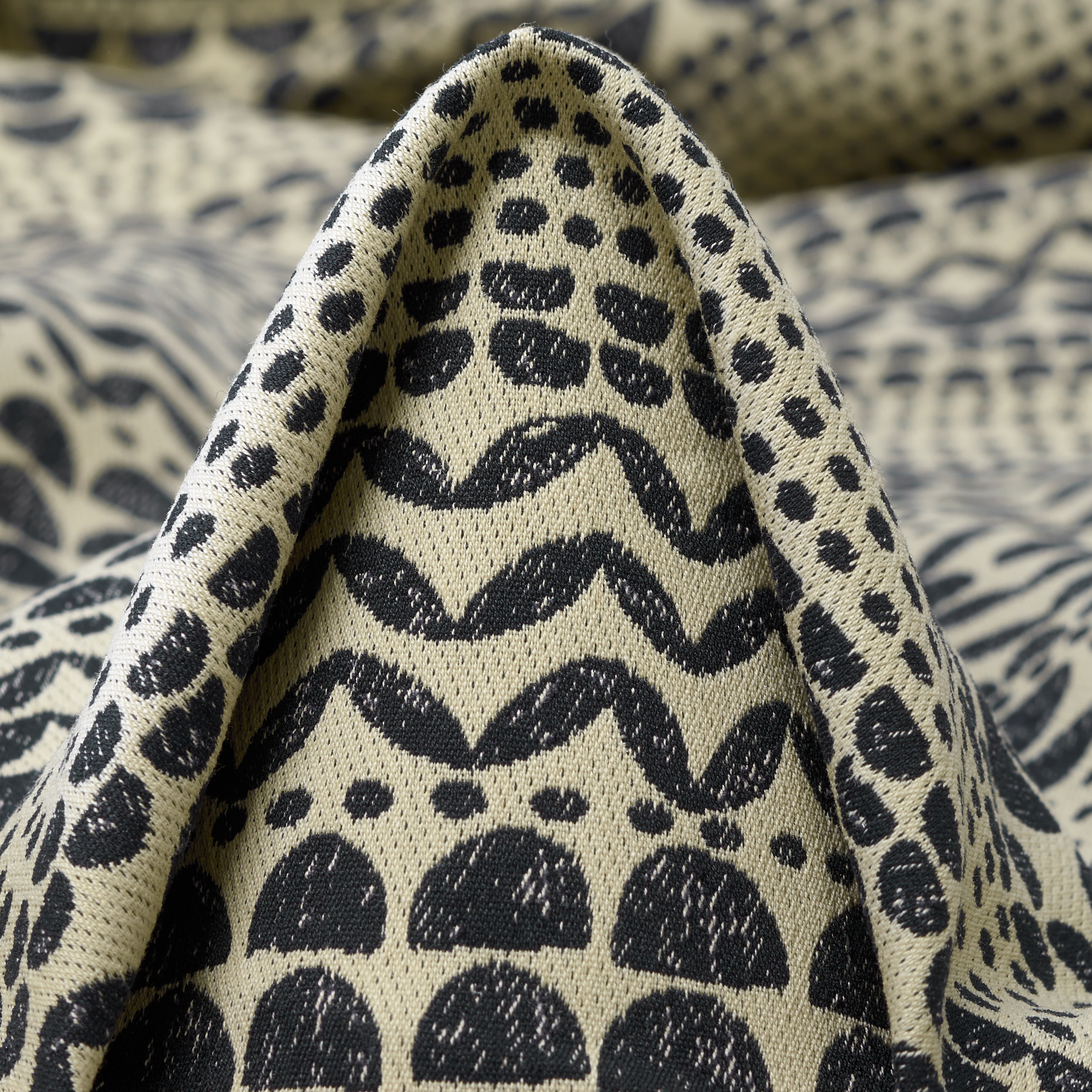 JACQUARD DOUBLE, COTTON, ELASTIC, IVORY&GRAPHITE (F000029004)