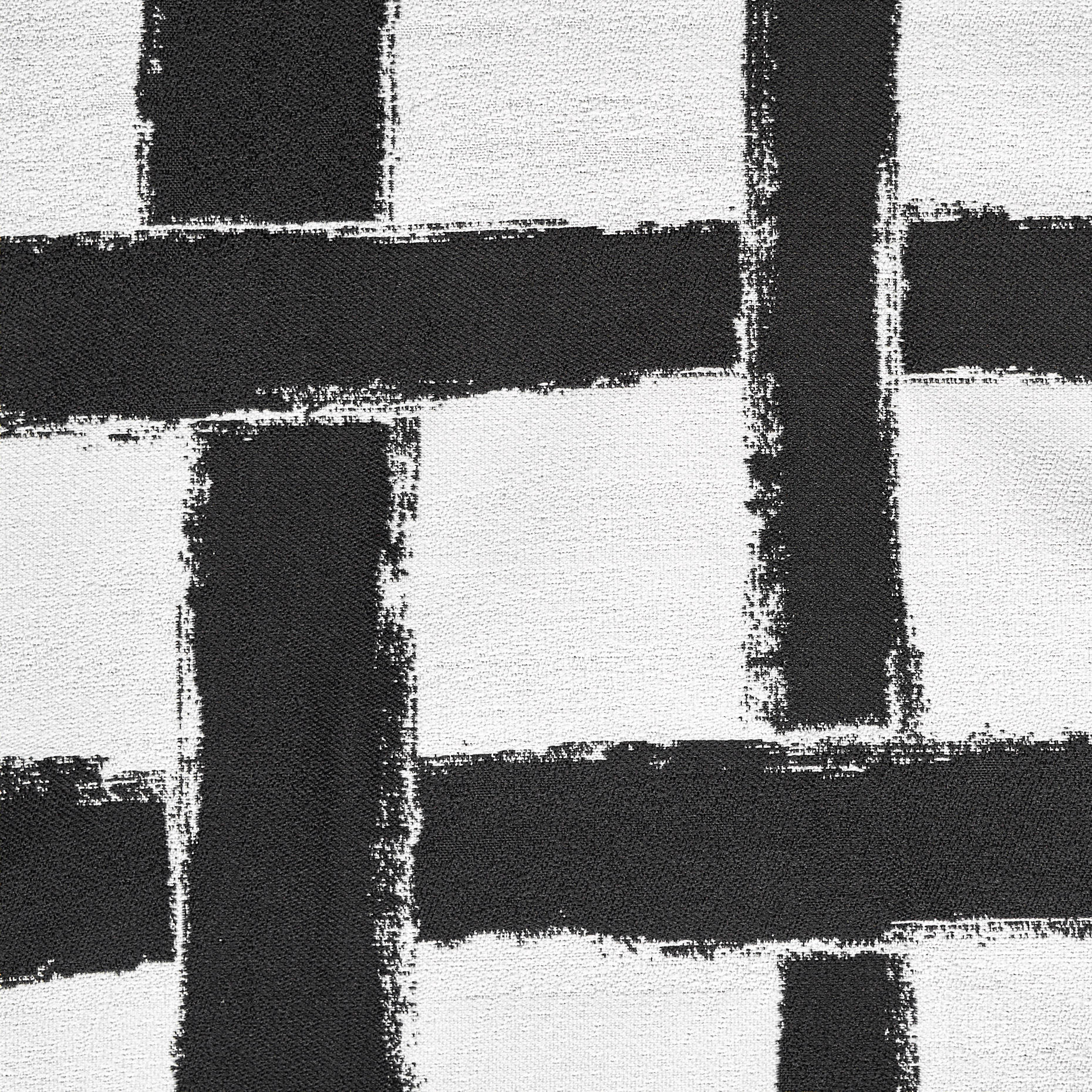 Żakard, Kratka, Raven Black&Snow White (F000015497) - Tkana