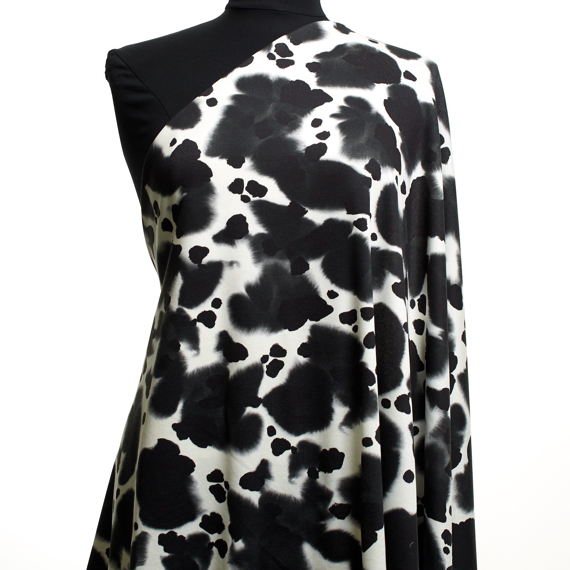 Трикотажная Резинка, Хлопок, Принт, Raven Black&Vaporous Gray (F000047110) - Манекен