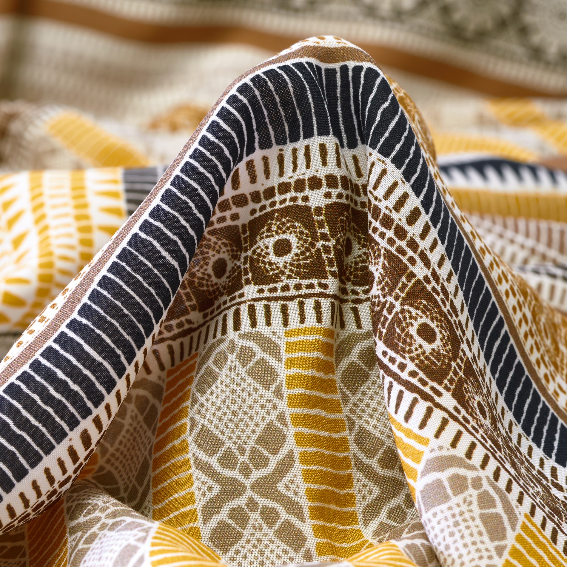 Voile, Viscose , Imprimé, Biscuit