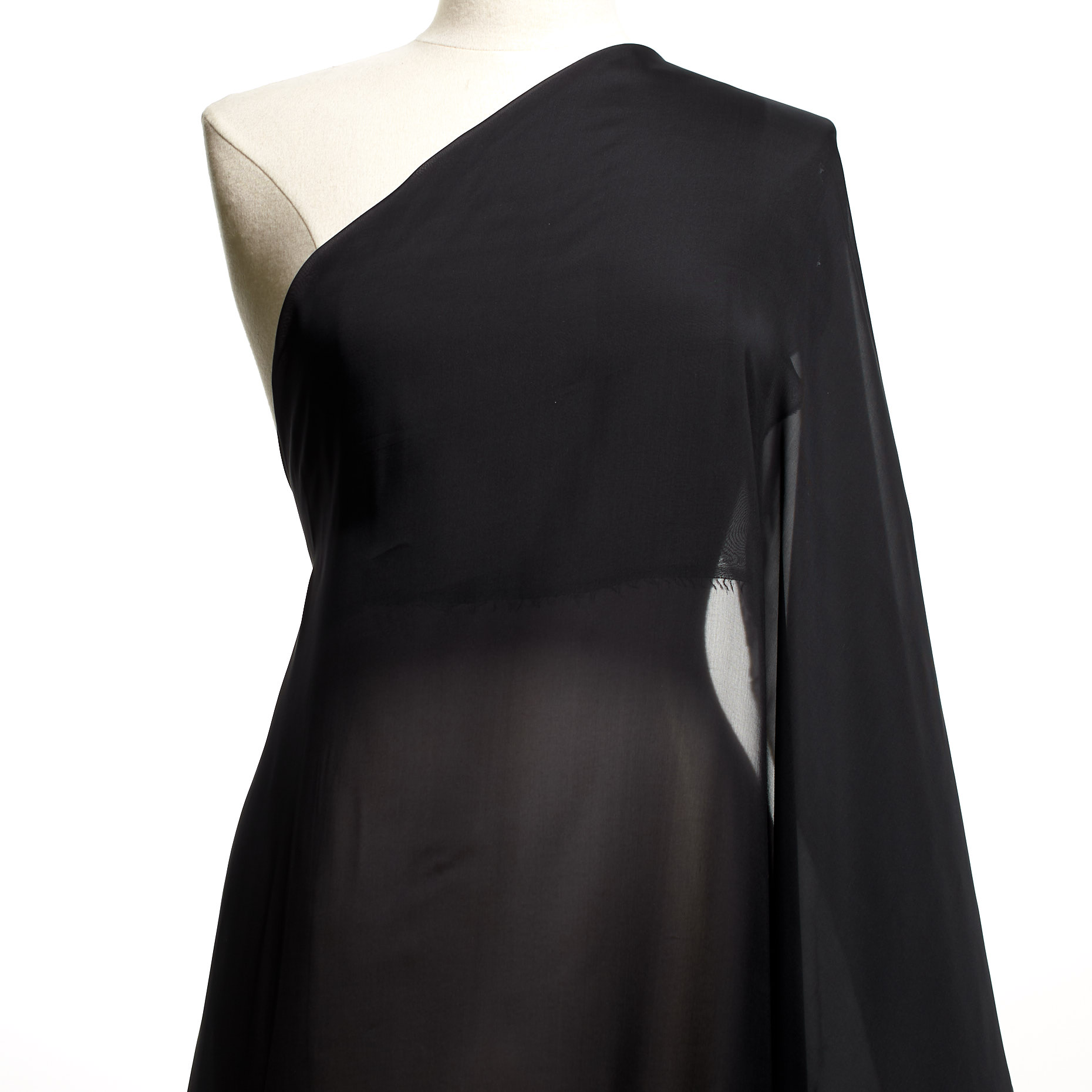 Chiffon, Seta, Raven Black (C0002830) - Manichino