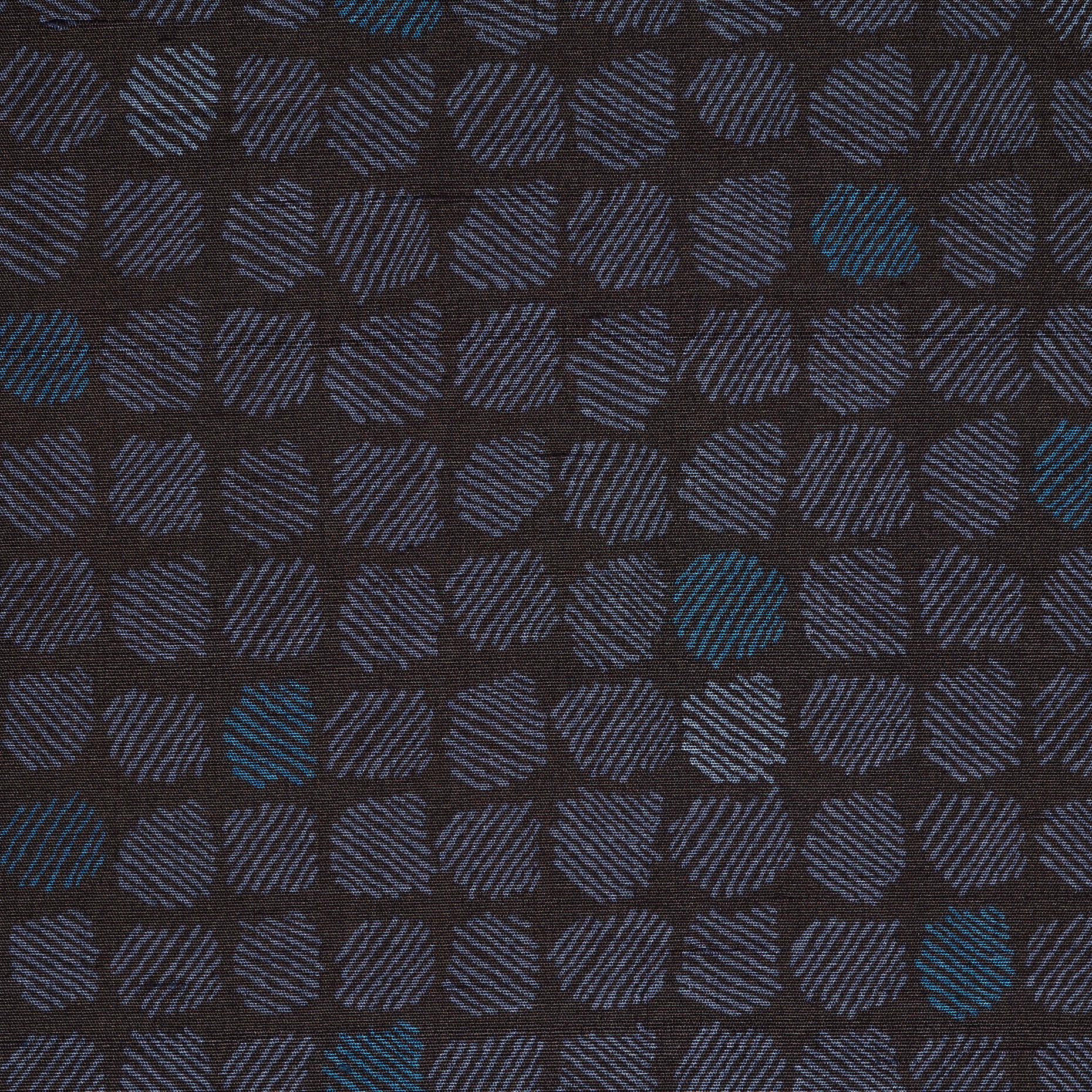 SILK, PRINTED, JET BLACK&CROWN BLUE (T0000706) - Texture