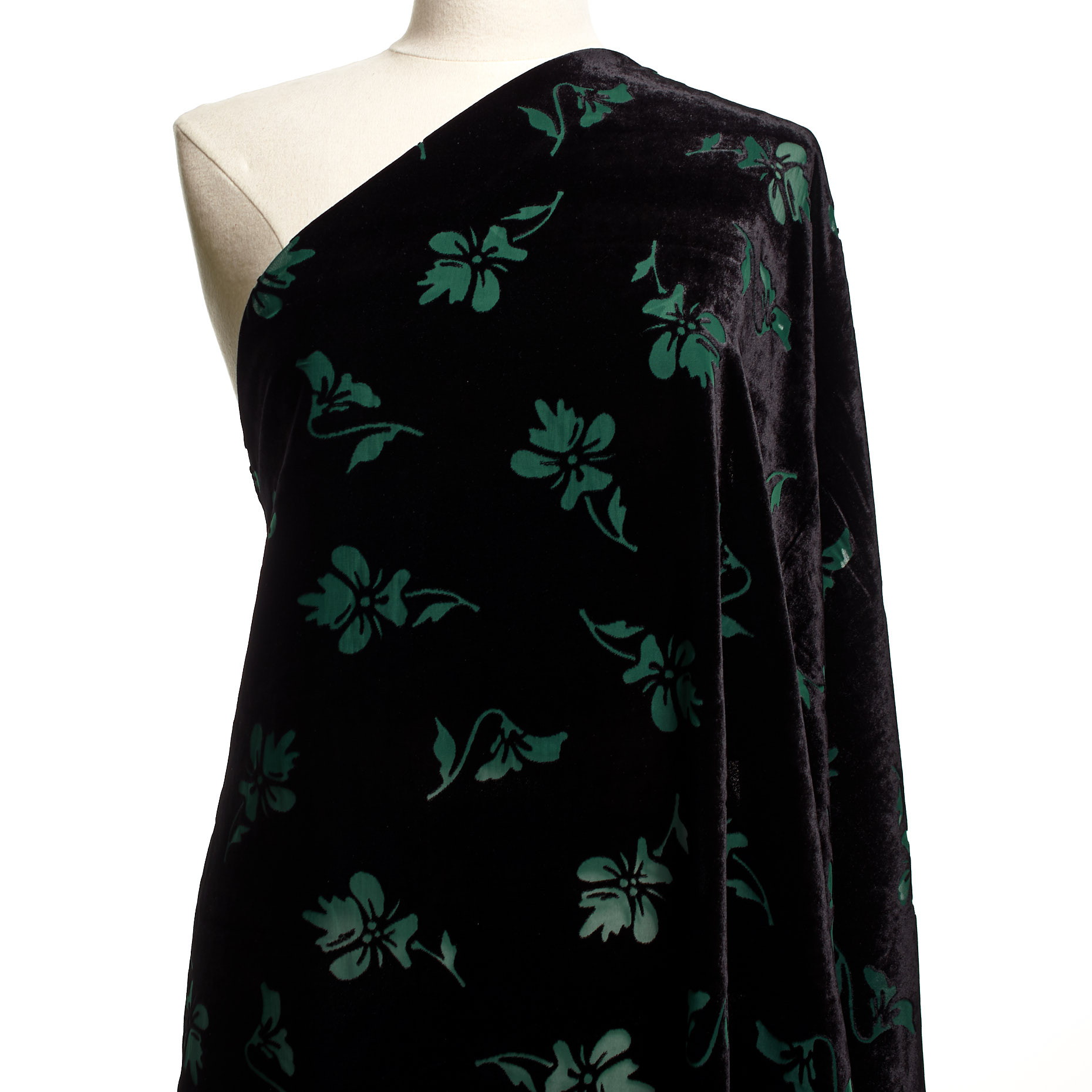 DEVORE, VISCOSE, FLORAL, JET BLACK&SMARAGD (F000043280) - Mannequin