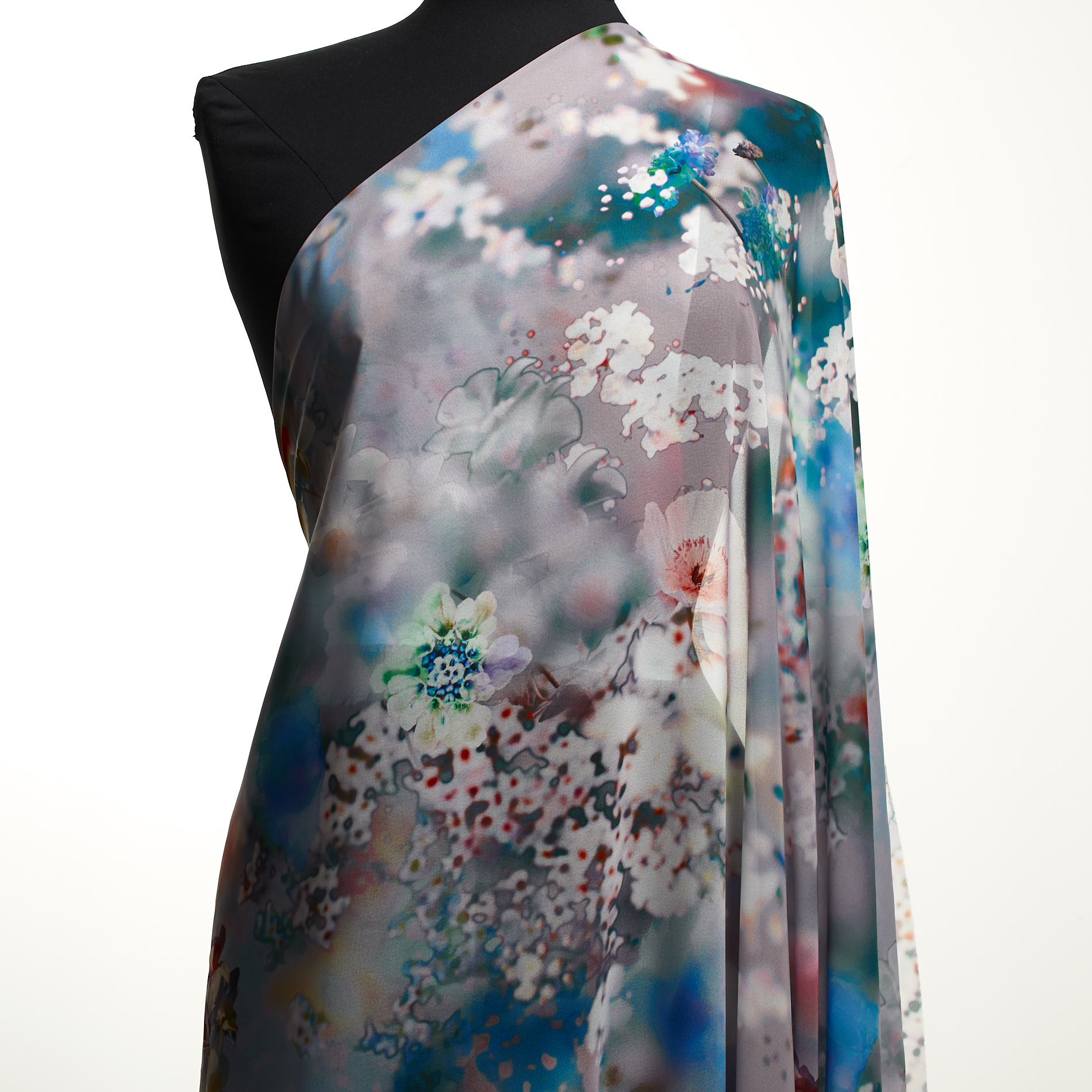 Voile, Stampato, Smoke Blue&Ivory (F000033451) - Manichino