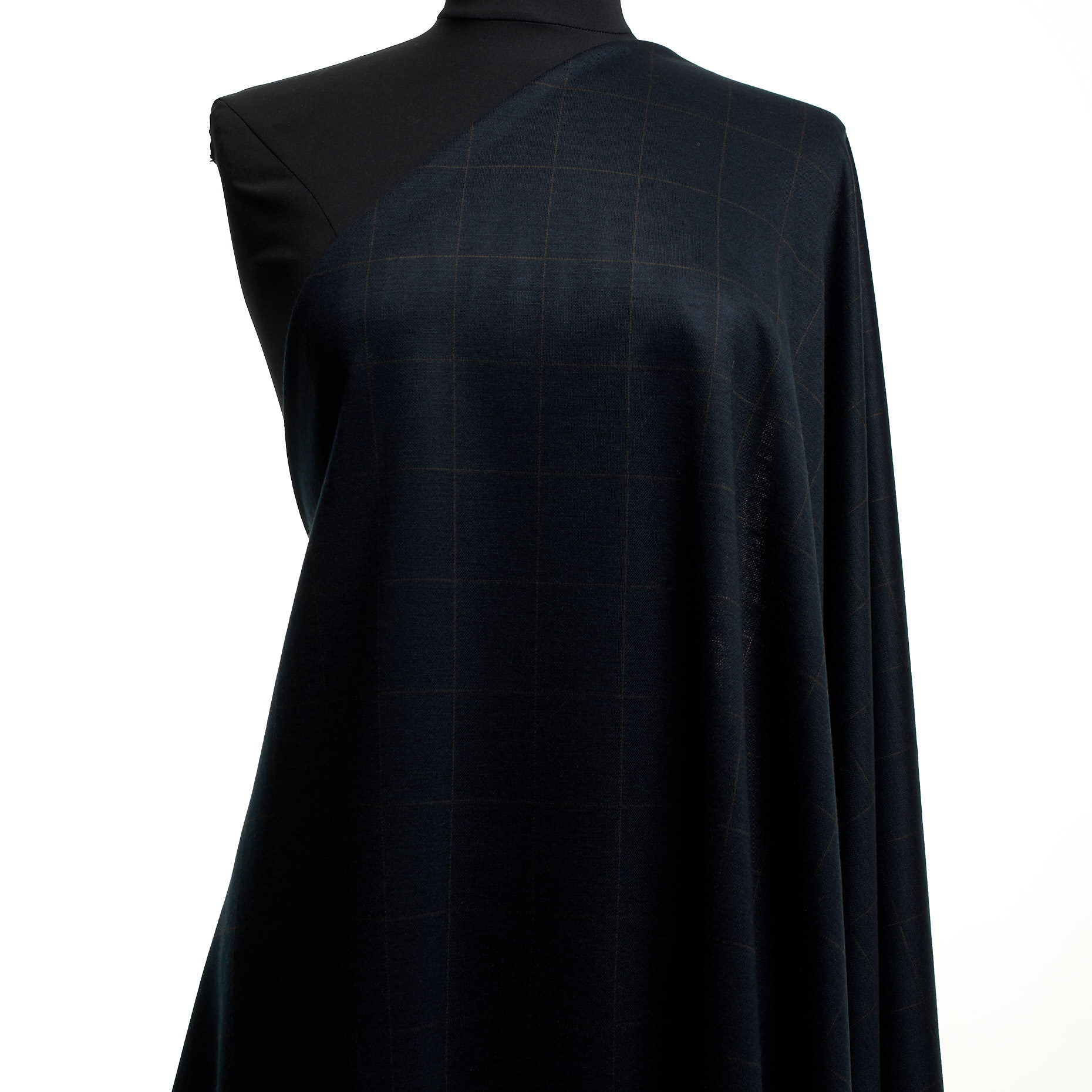 JERSEY, VIRGIN WOOL, CHECK, BLACK IRIS (F000044402) - Mannequin