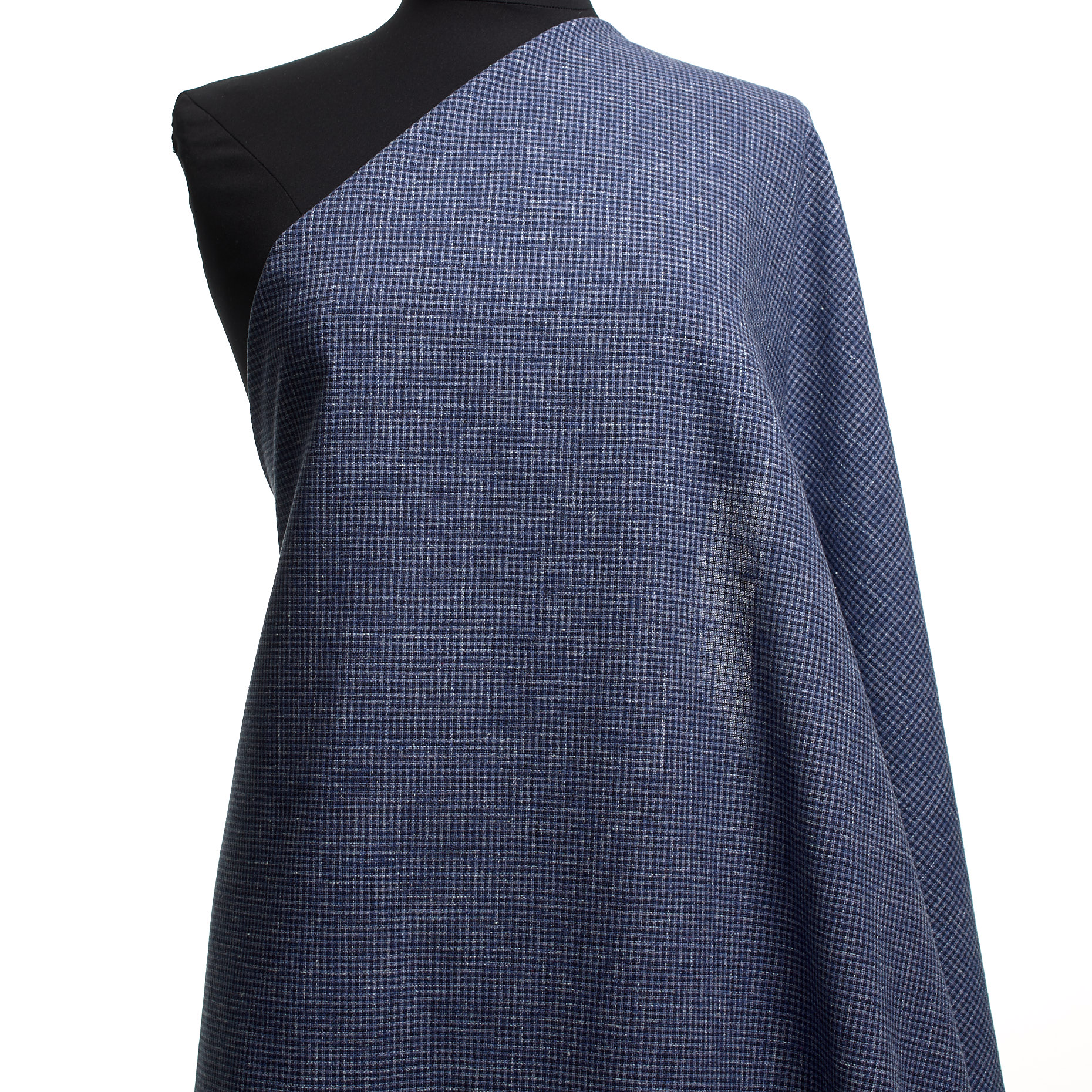 COTTON, LINEN, MICRO DESIGN, NAVY BLUE (F000037818) - Mannequin