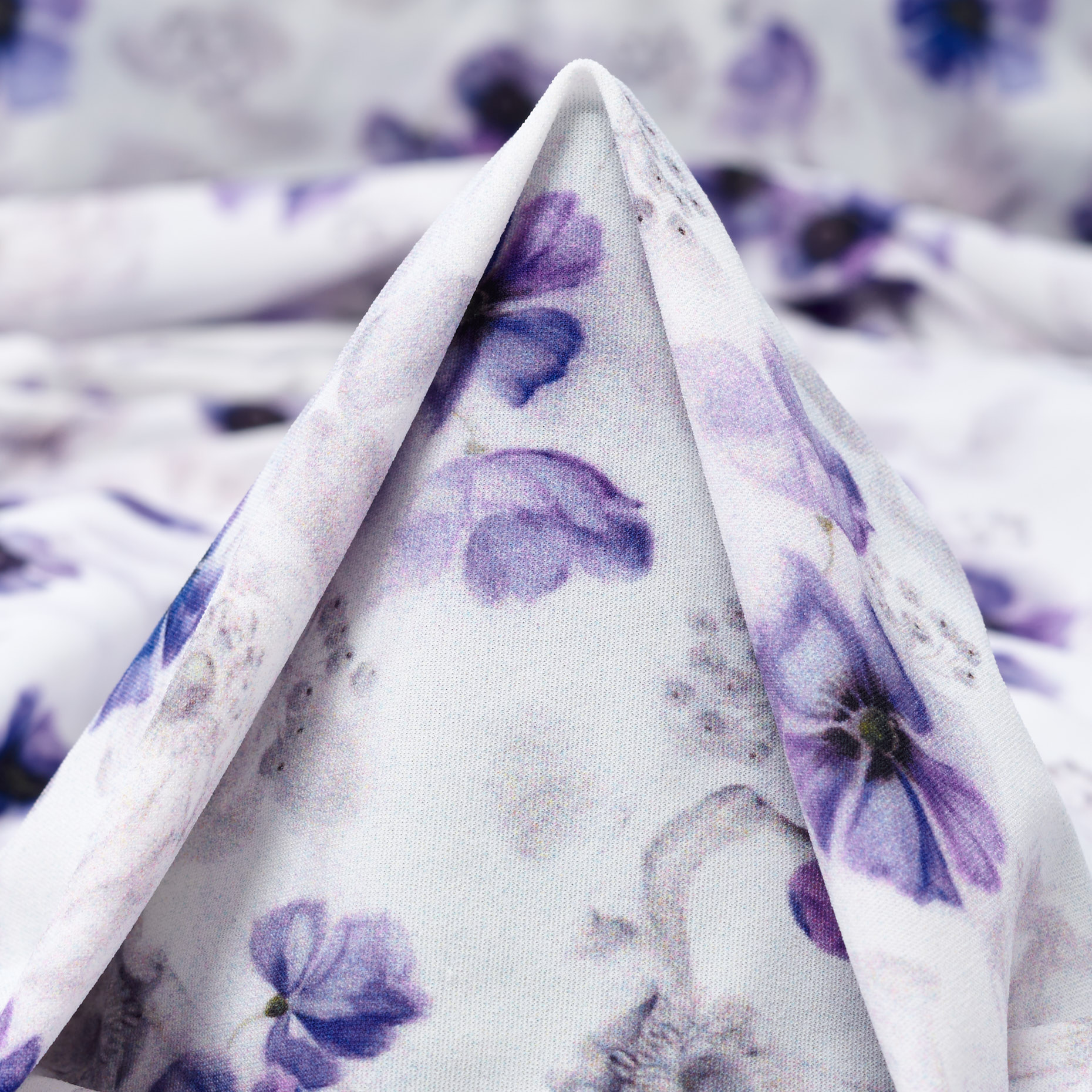TECHNO JERSEY, PRINTED, HIGH ELASTICITY, BRILLIANT WHITE&LAVENDER (F000041305)