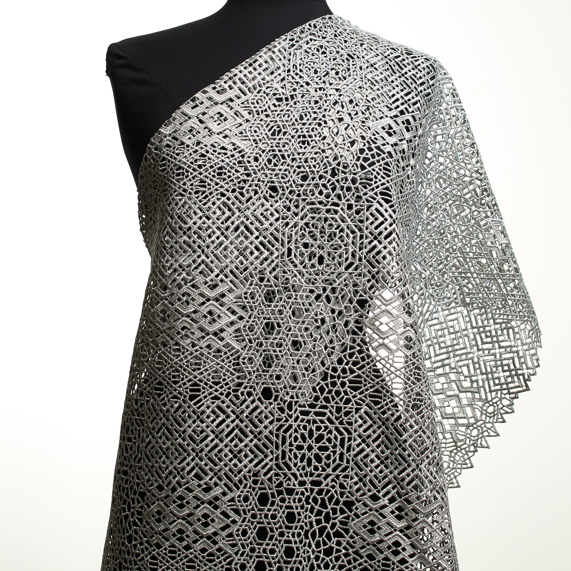 Koronka, Poliamid, Wydrukowany, Silver (F000034417) - Manekin