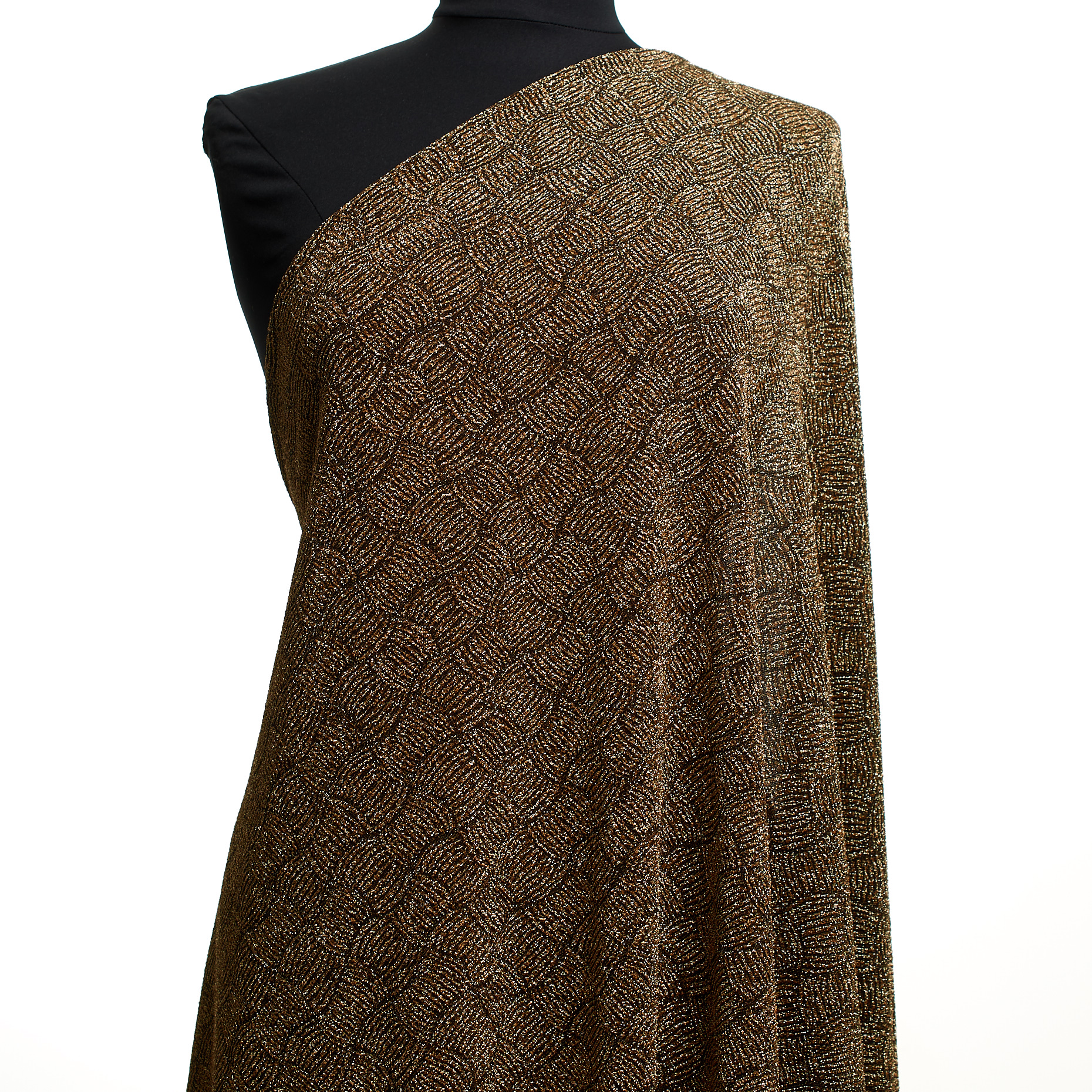 Трикотаж, Люрекс, Геометрический, Red Gold (F000047145) - Манекен