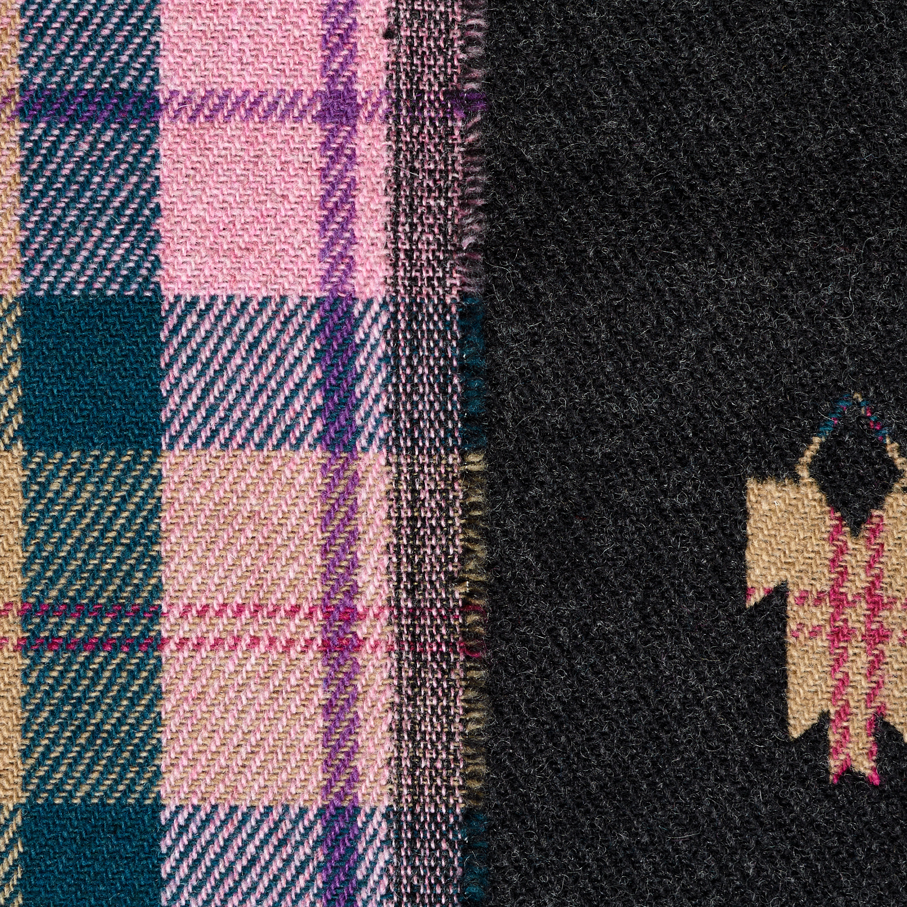 DOUBLE, VIRGIN WOOL, CHECK, MAUVE CHALK&EVERGLADE (F000047100) - Texture