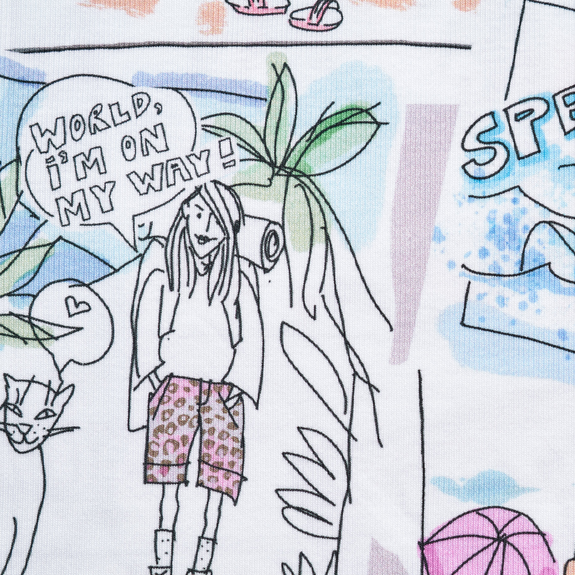 Rippjersey, Baumwolle, Bedruckt, Brilliant White&Sky (F000042705) - Gewebe