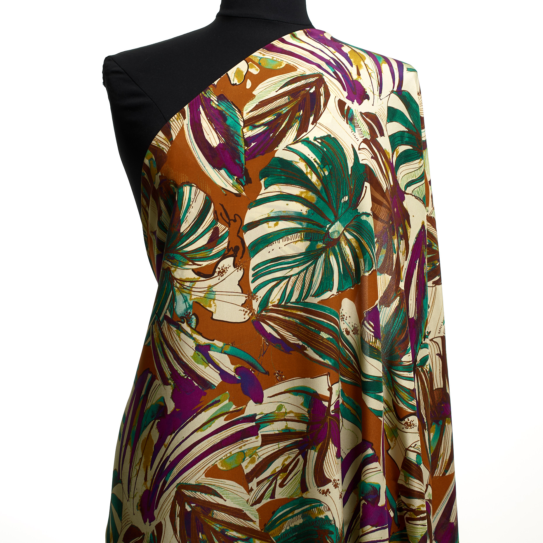 Crêpe, Seide, Bedruckt, Ecru&Sporting Green (T0000661) - Schaufensterpuppe