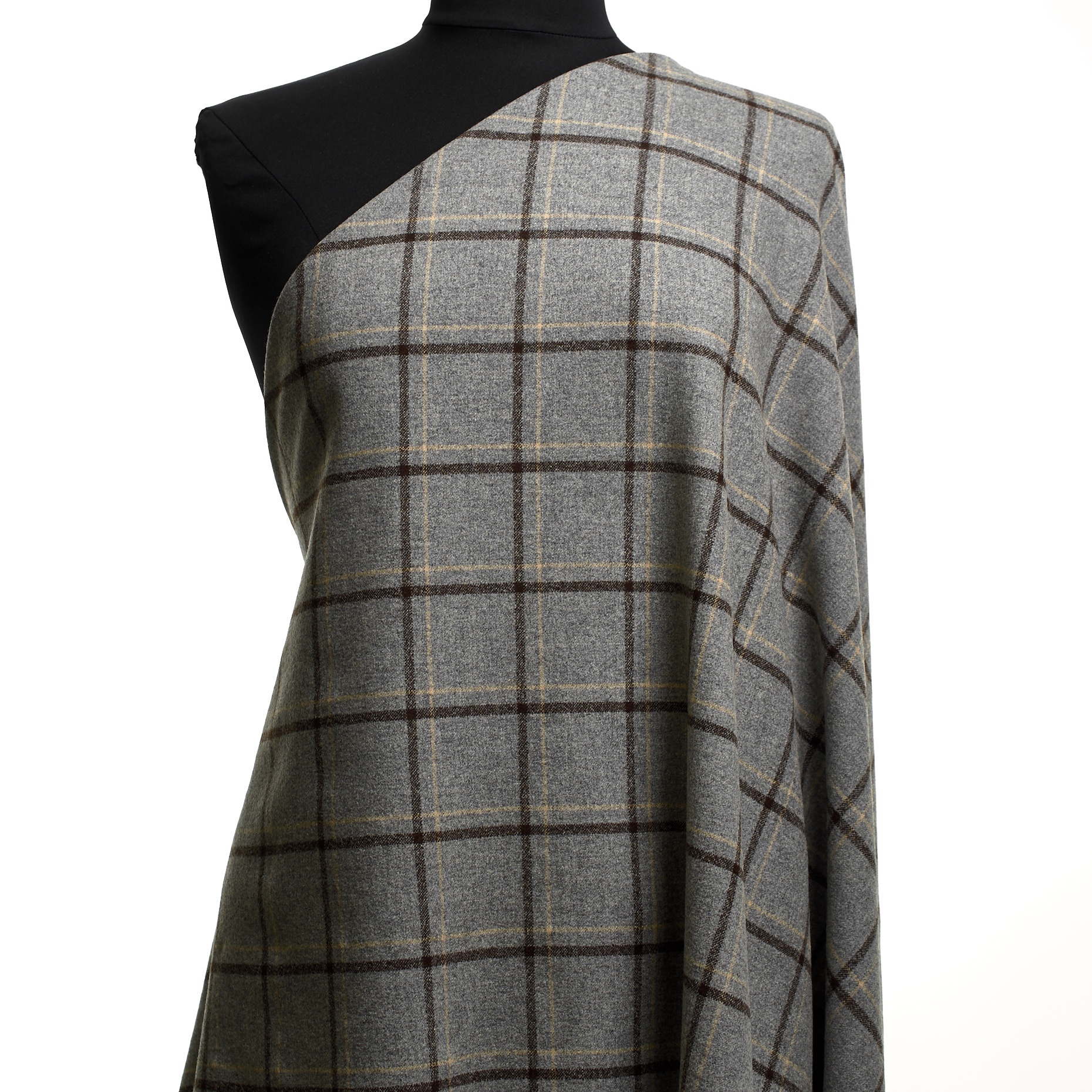 Flanela, Wełna, Ramy, Ghost Gray&Black Olive (F000048090) - Manekin