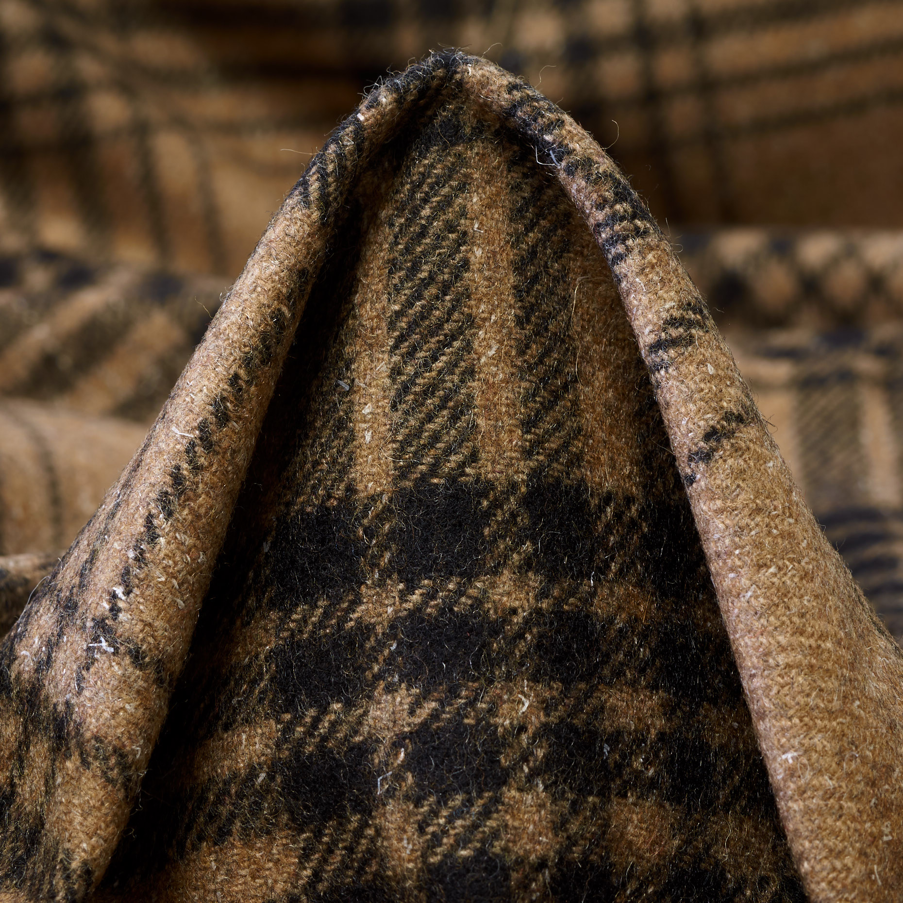 TWILL, VIRGIN WOOL, CHECK, WARM SAND&BLACKENED PEARL (F000038817)