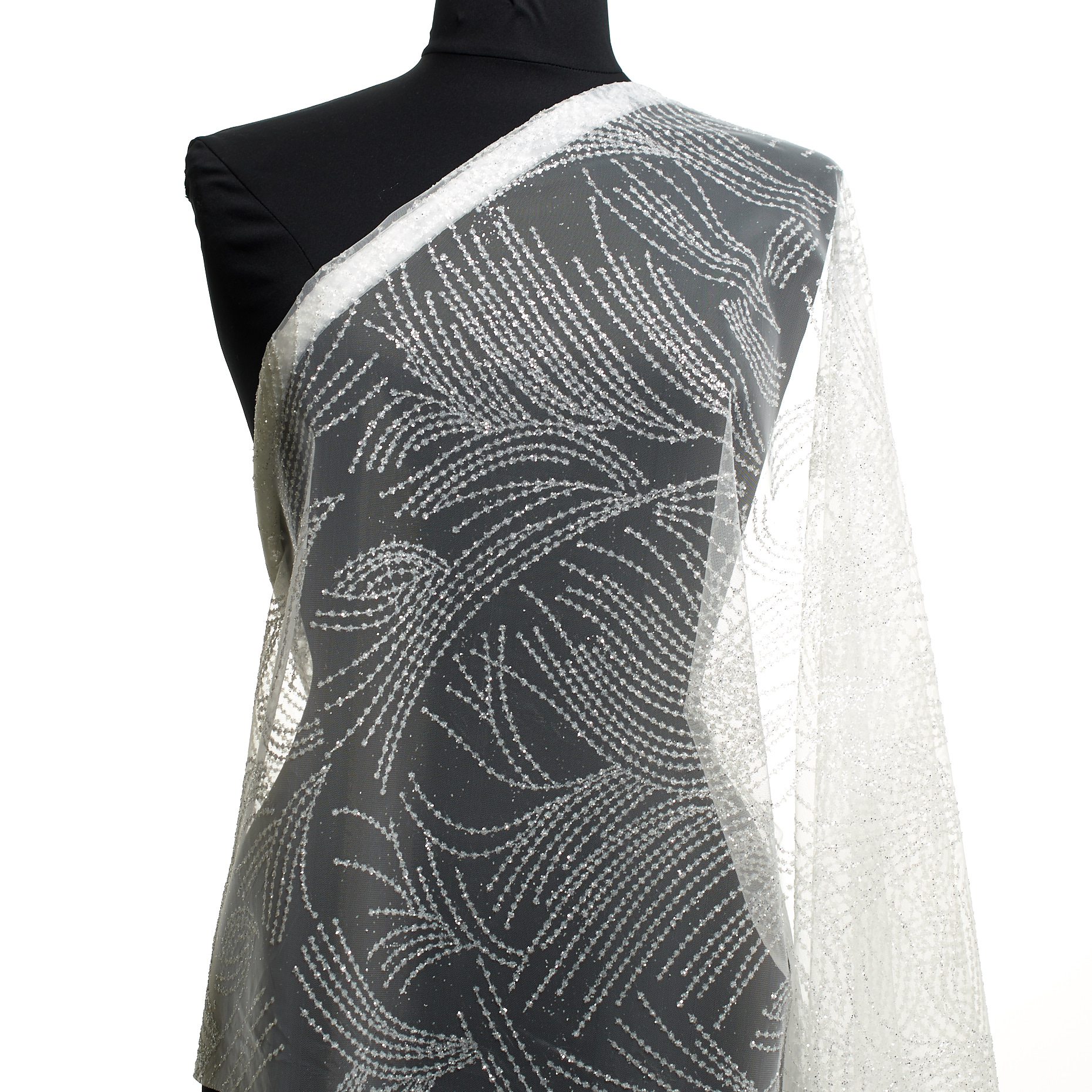 Tulle, Luccicante, Metallico, Brilliant White&Silver (F000047171) - Manichino