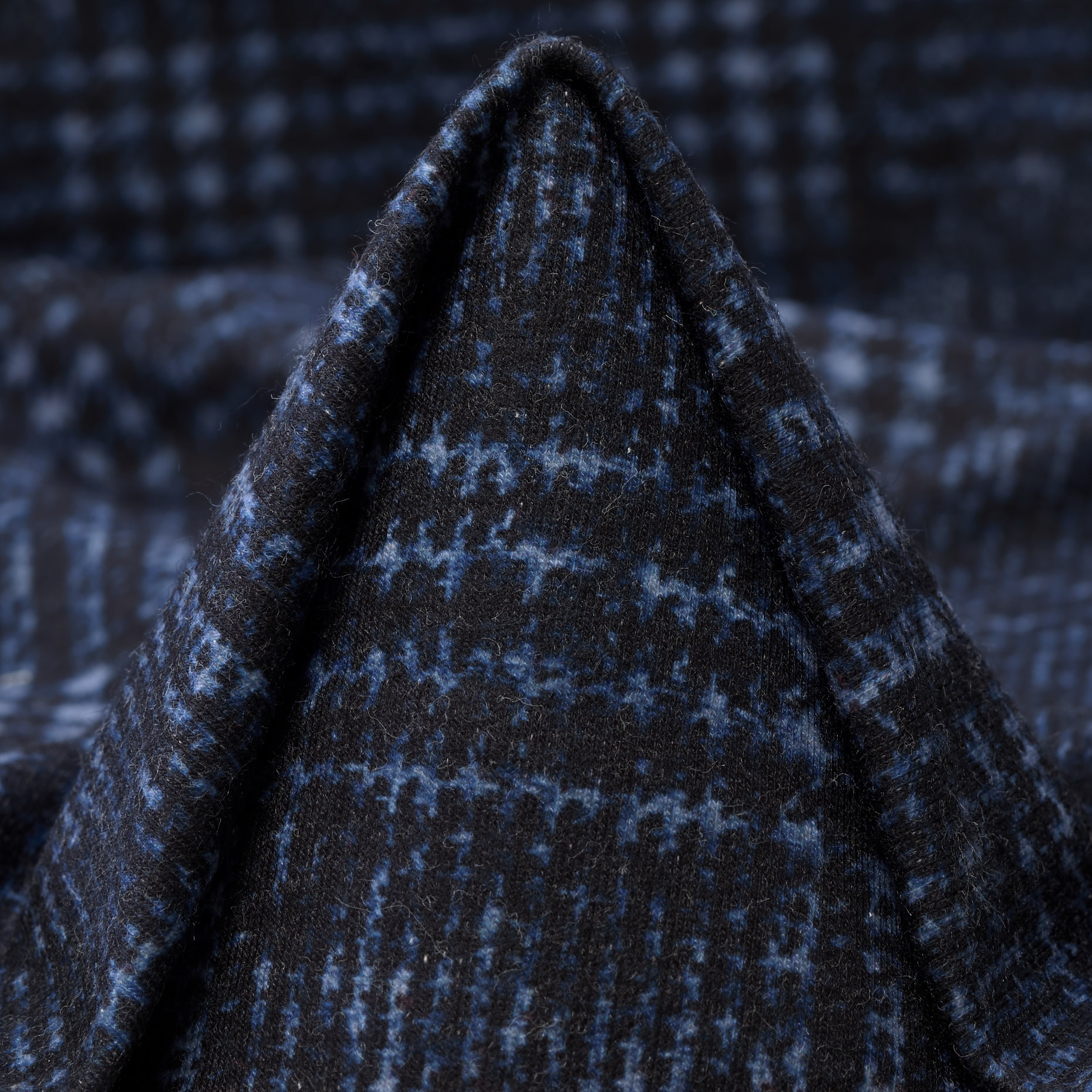 Трикотаж, Хлопок Смесовый, Принт, Blue Indigo (F000045176)