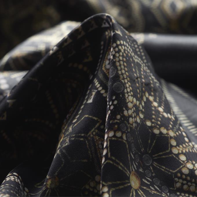 SATIN, PRINTED, JET BLACK&ALMOND MILK (F000029127)