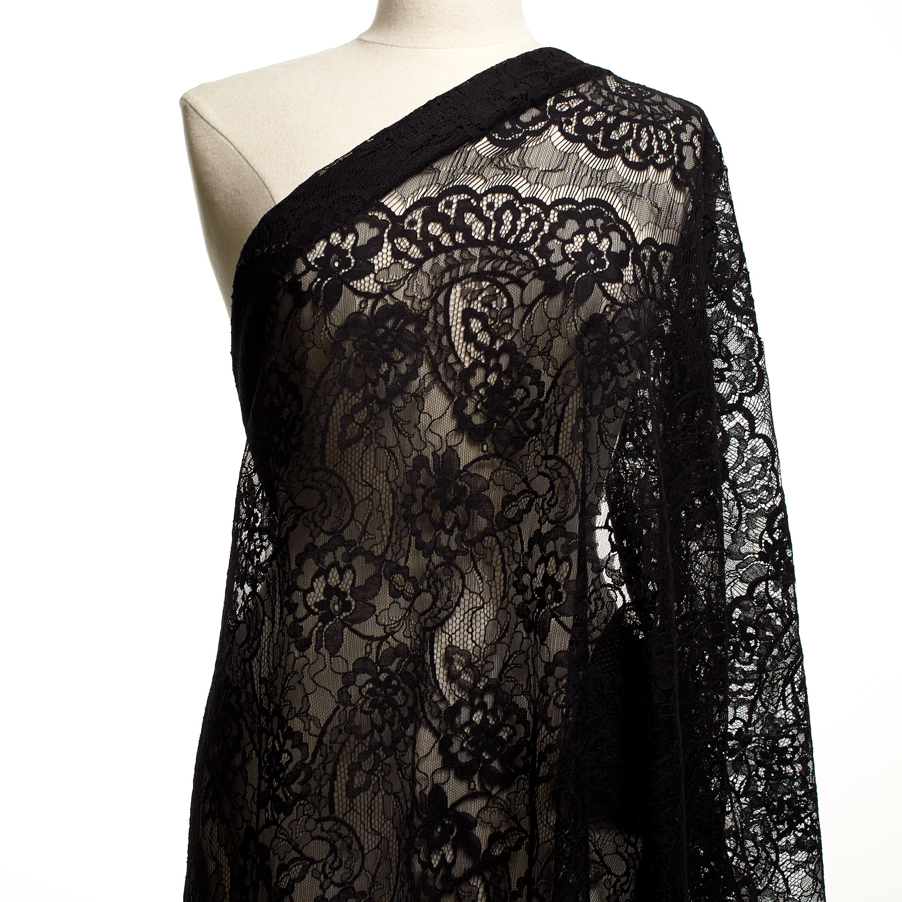 LACE, COTTON, FLORAL, RAVEN BLACK (T0000431) - Mannequin