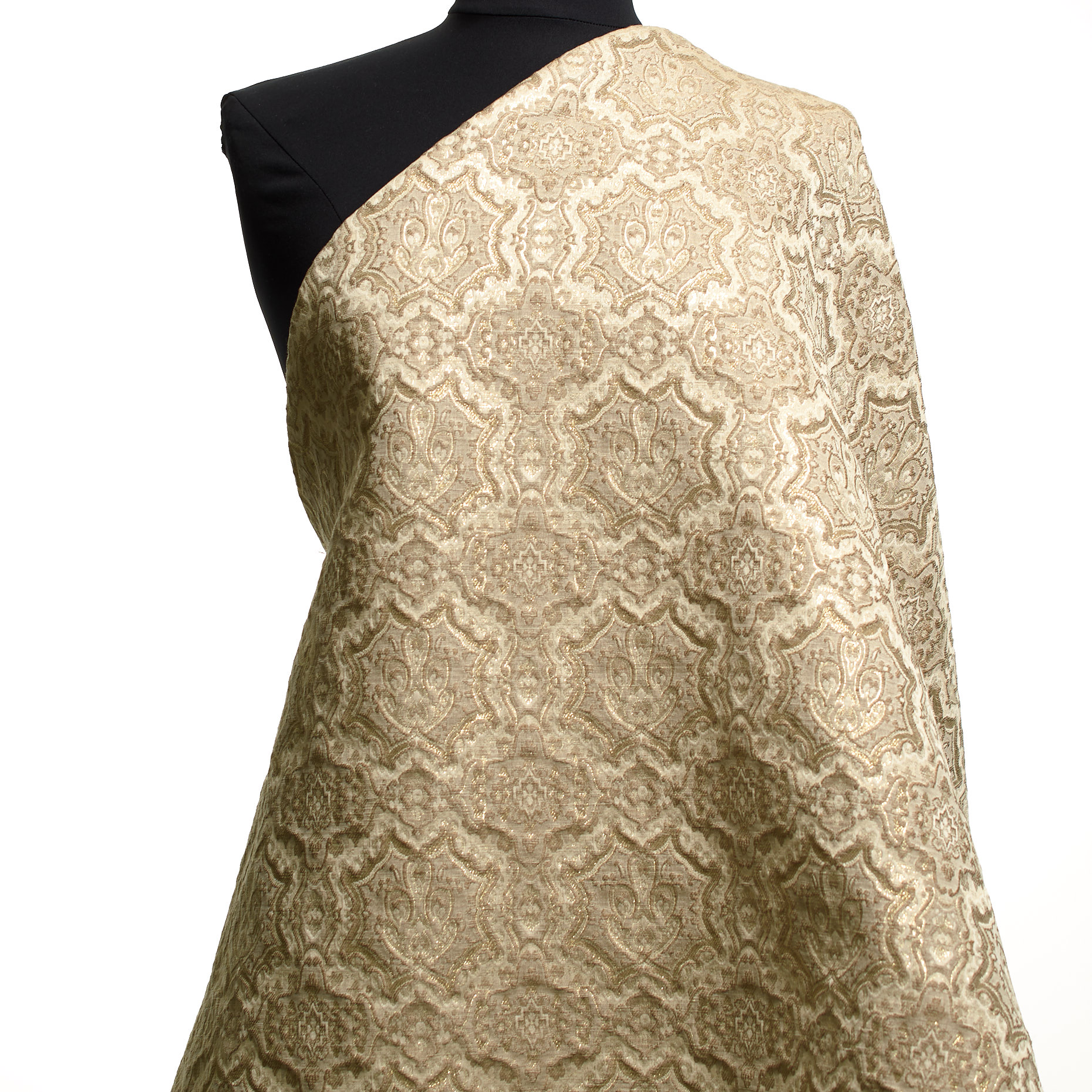 JACQUARD, LINEN, LUREX, ANTIQUE WHITE&RICH GOLD (P000003500) - Mannequin