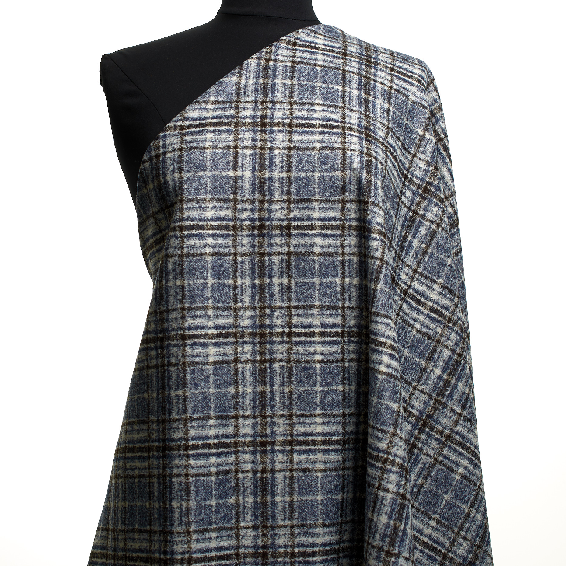 JERSEY, BOILED WOOL, CHECK, SKIPPER BLUE&CHOCOLATE BROWN (F000048153) - Mannequin