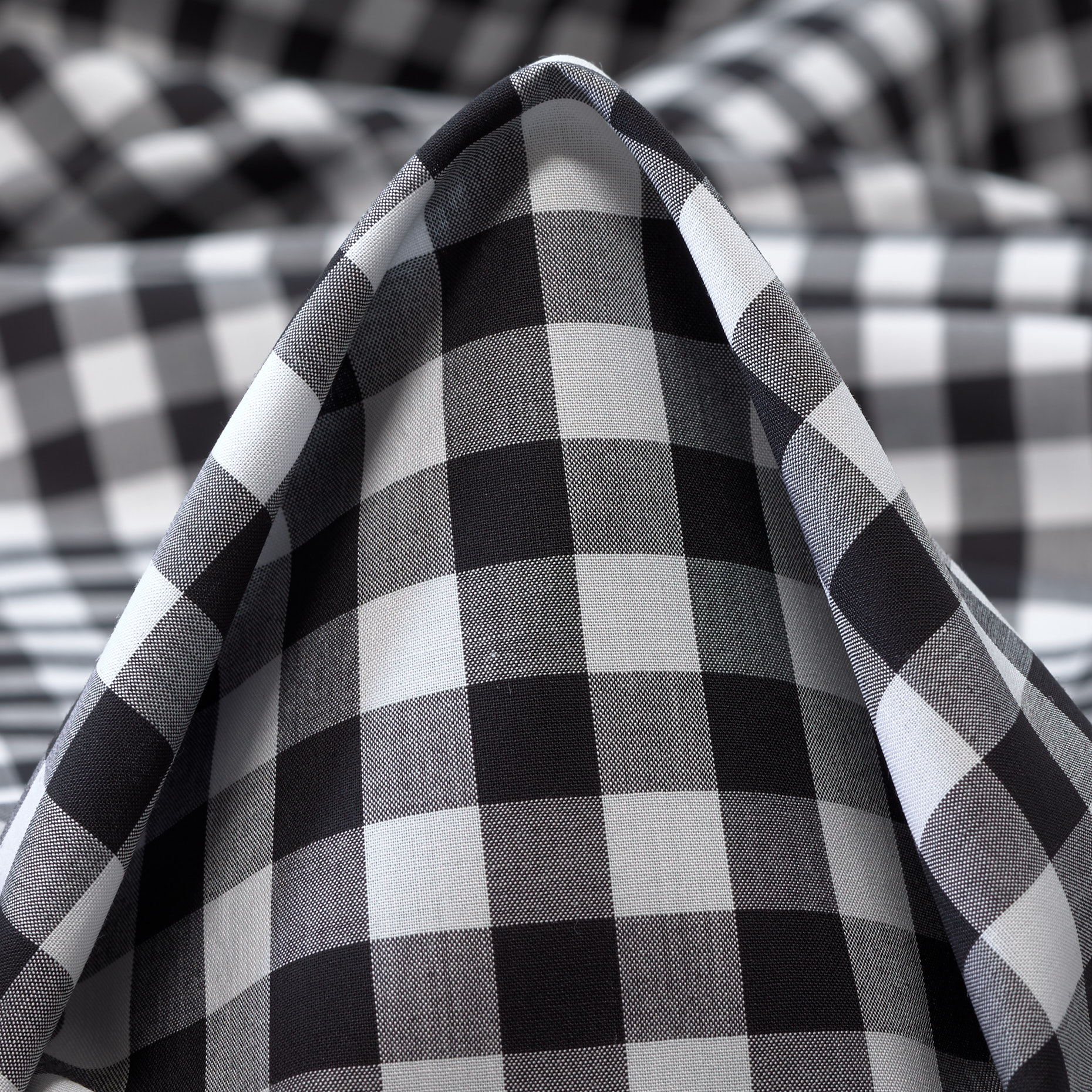 POPLIN, COTTON, CHECK, MARSHMALLOW&RAVEN BLACK (F000039334)