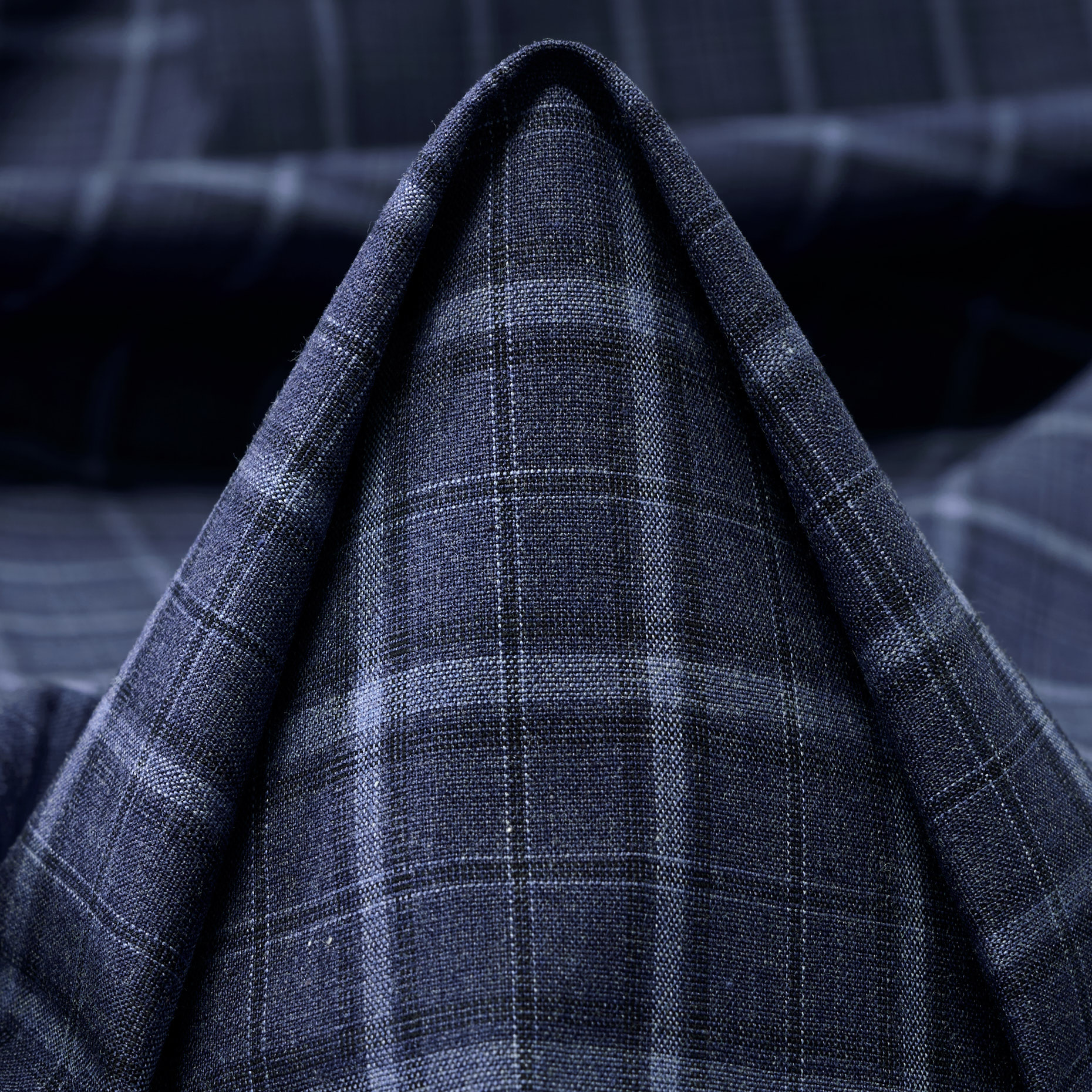 Popelín, Algodón, Cuadro, Dark Denim (F000045141)