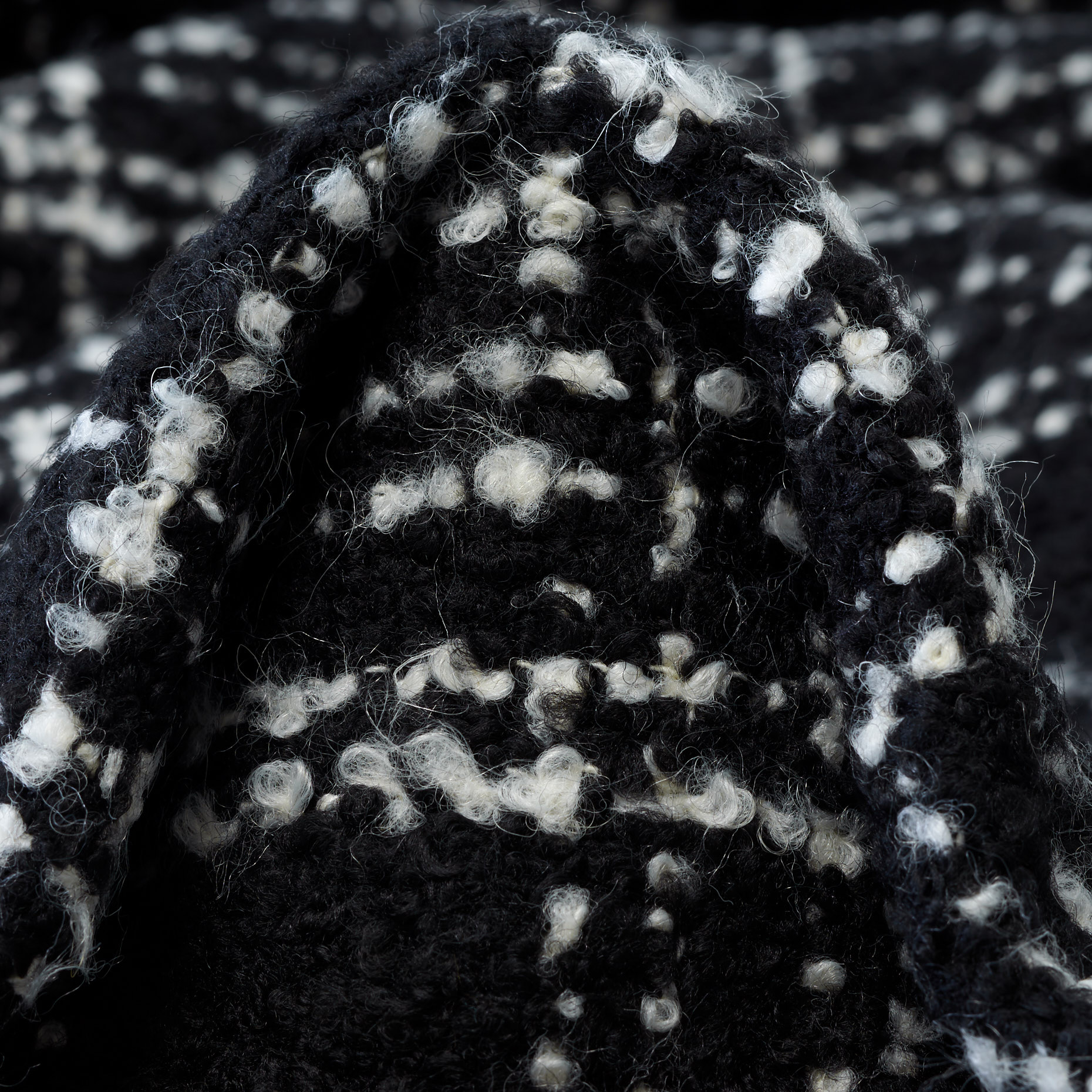 BOUCLÉ, WOOL BLEND, CHECK, RAVEN BLACK&IVORY (F000043784)