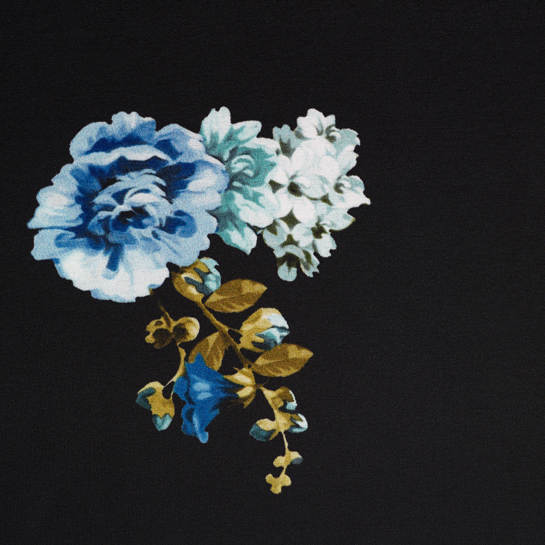 SATIN, FLORAL, VISCOSE, LAPIS BLUE (F000040406) - Texture