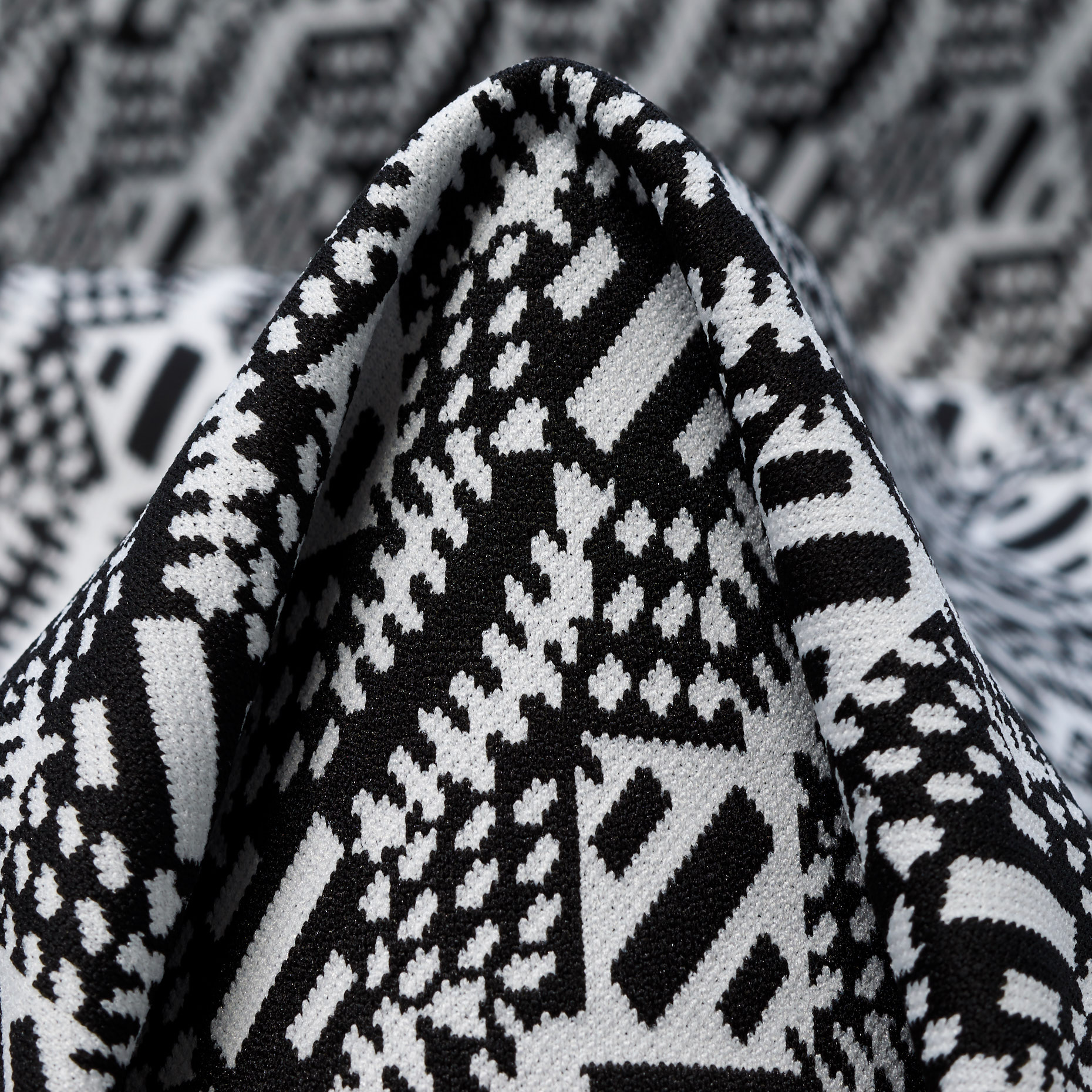 Jacquard, Jersey, Stretch, Raven Black&Brilliant White (F000043935)