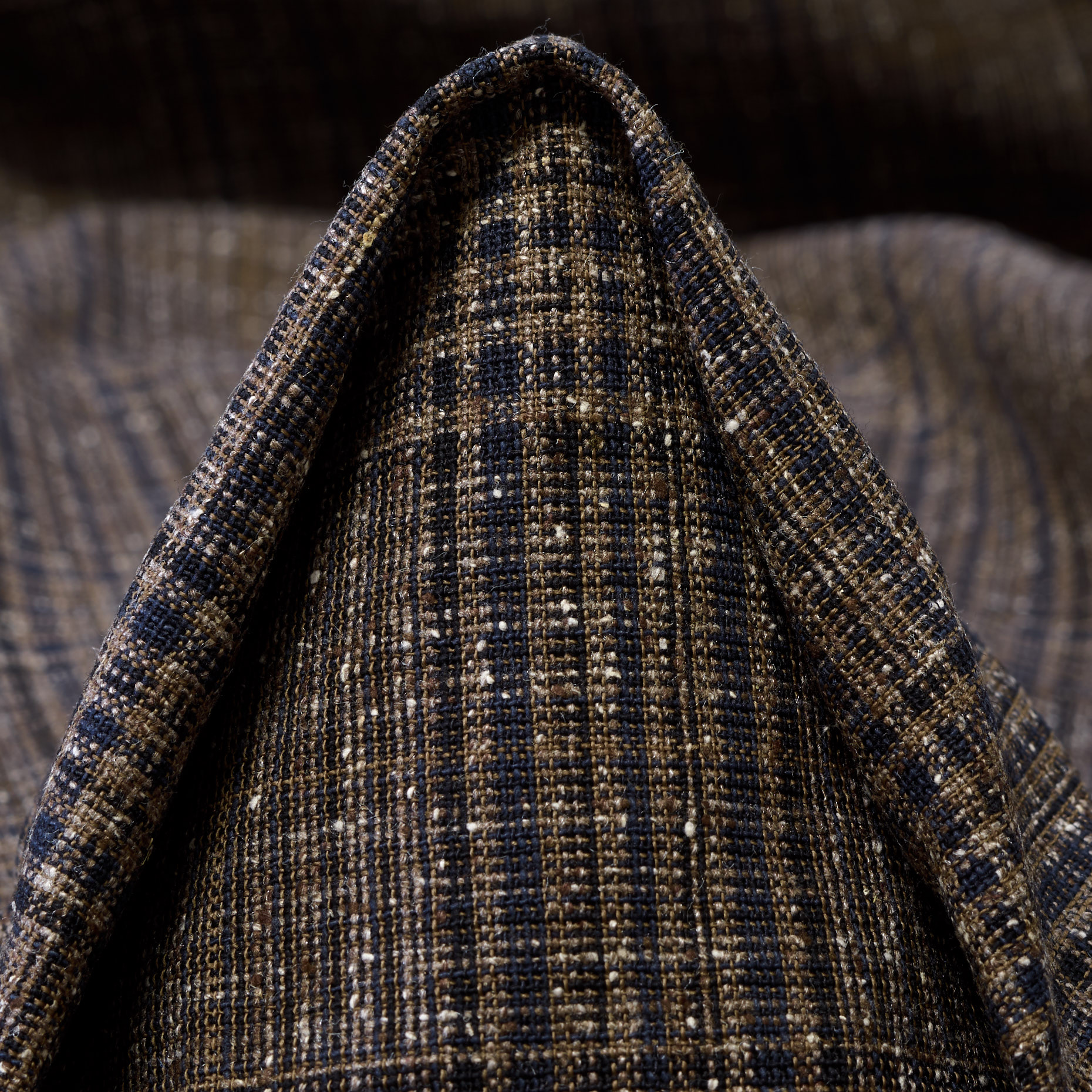 WOOL, SILK BLEND, CHECK, ROASTED CASHEW (F000044767)