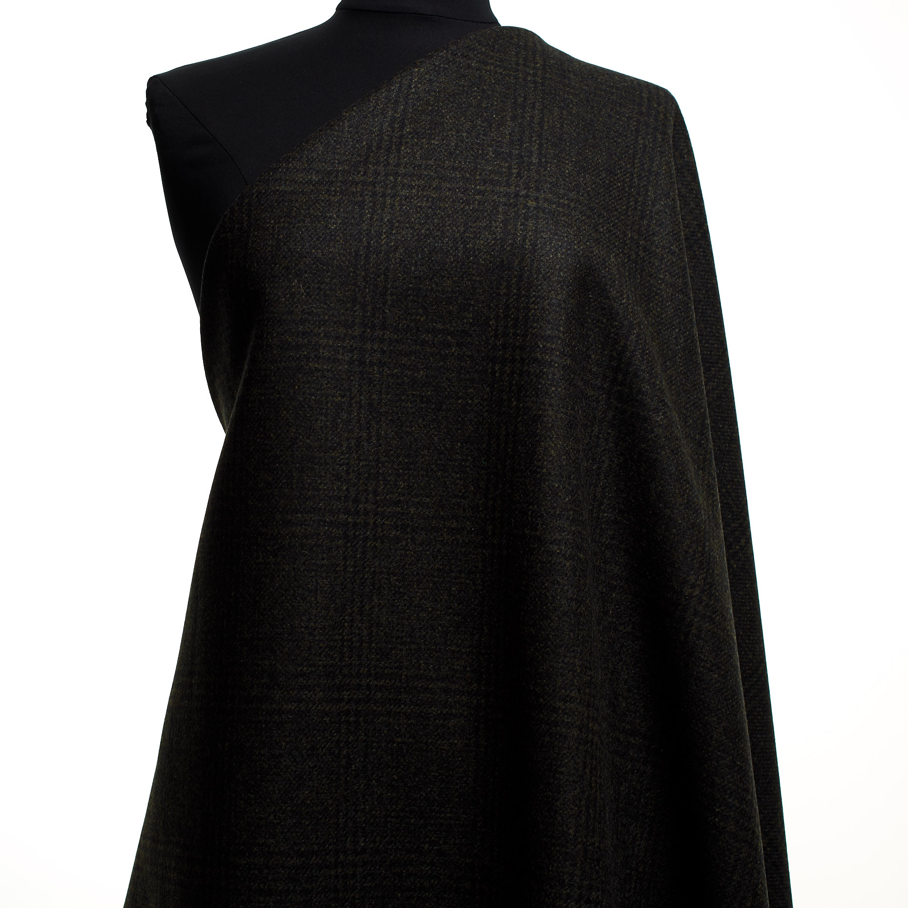 BOILED WOOL, CHECK, ELASTIC, DARK SHADOW&GRAPE LEAF (F000045085) - Mannequin