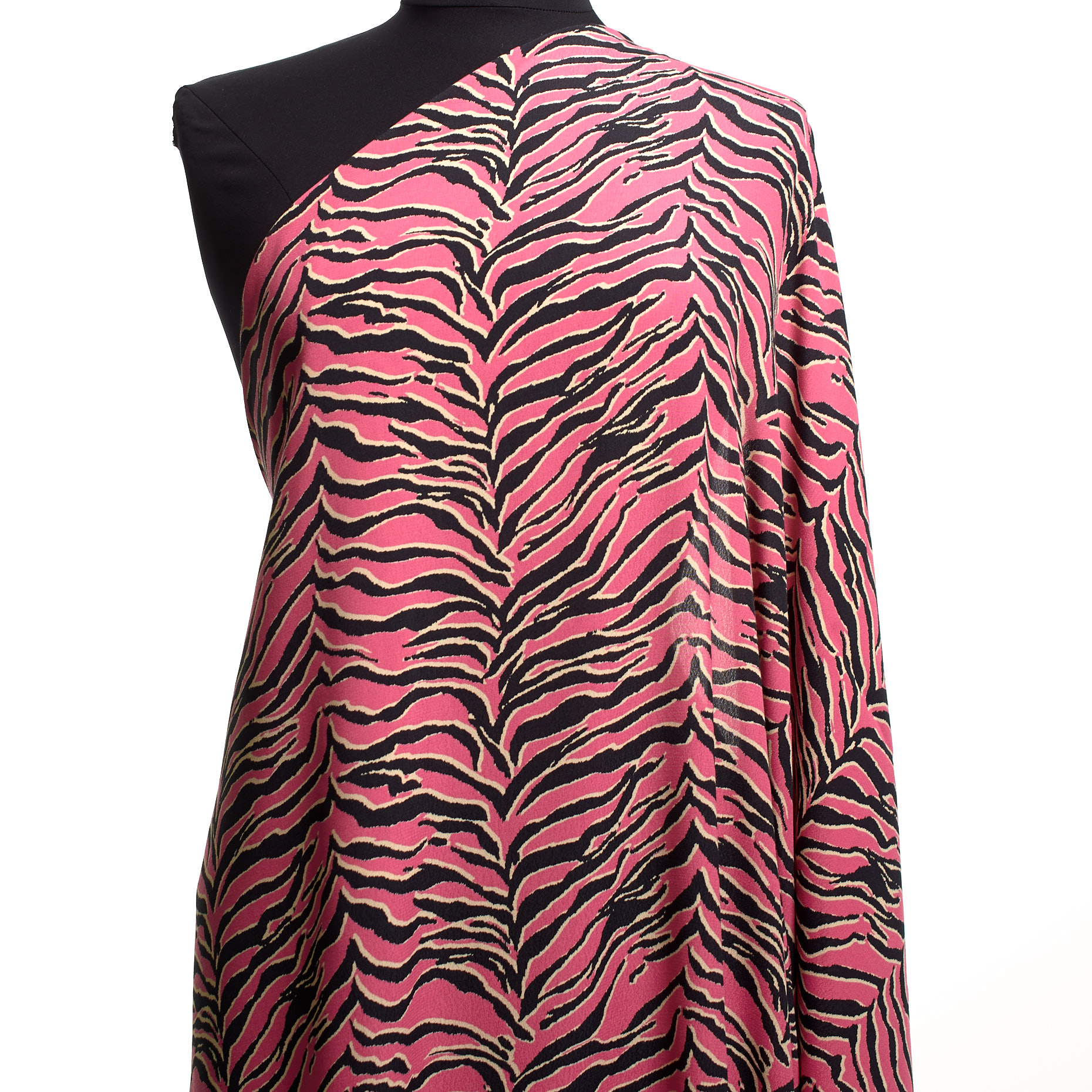 CRÊPE, VISCOSE, PRINTED, AZALEA PINK&RAVEN BLACK (F000040091) - Mannequin