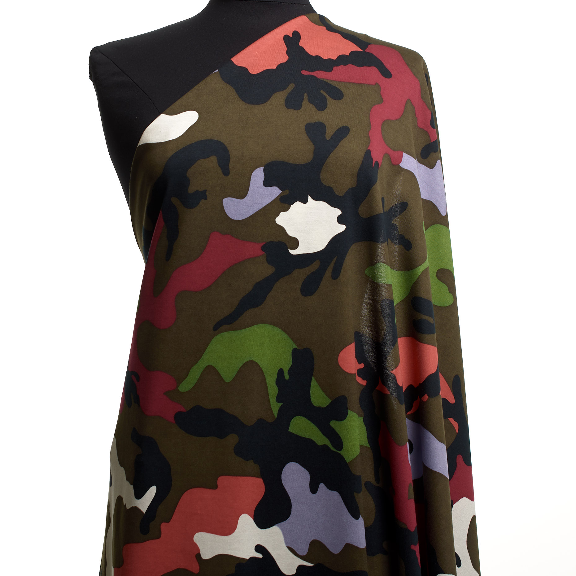 SINGLE JERSEY, COTTON, CAMOUFLAGE, COFFEE QUARTZ&GRASS GREEN (F000038178) - Mannequin