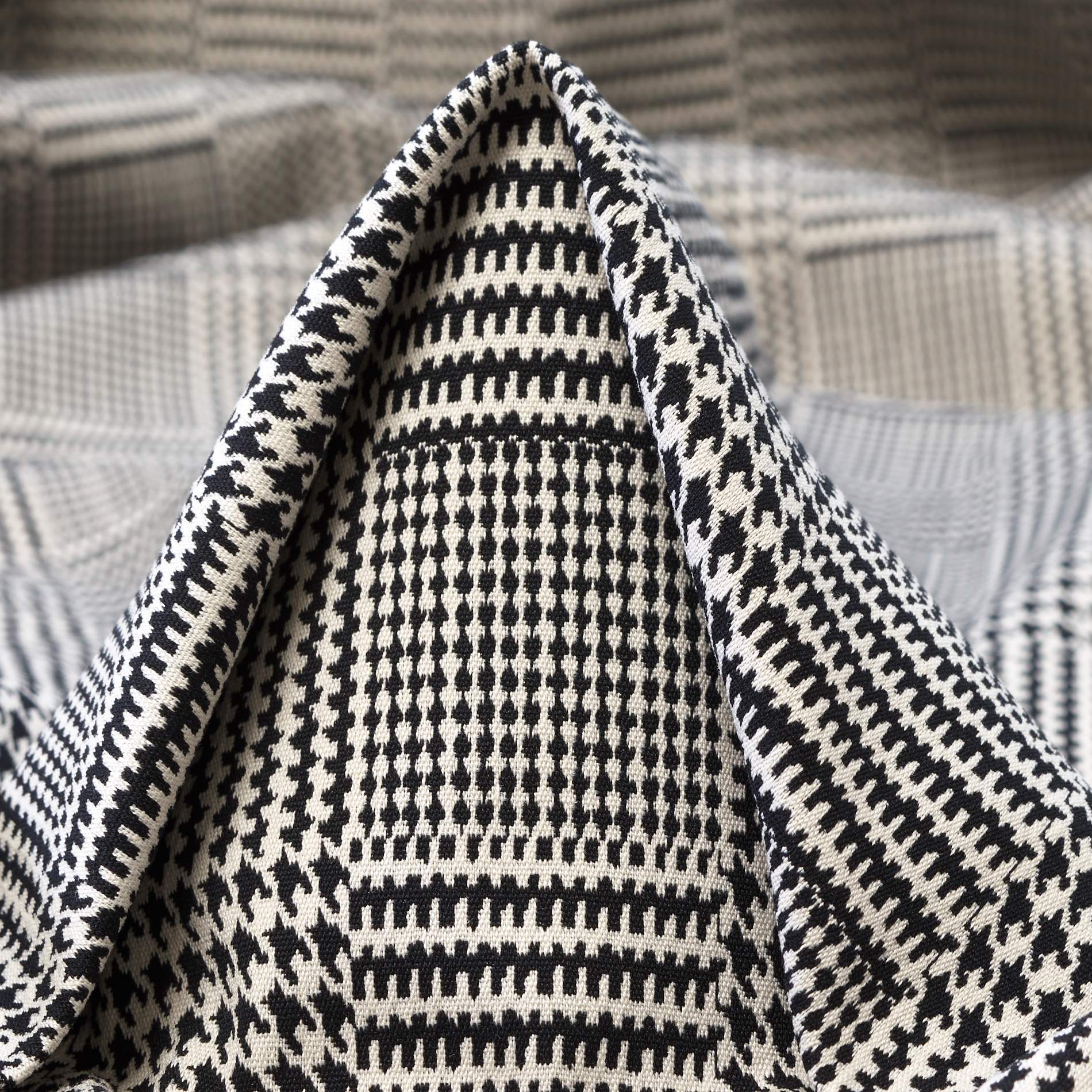 JACQUARD, COTTON ELASTIC, GLENCHECK, BLACK&IVORY (F000031186)