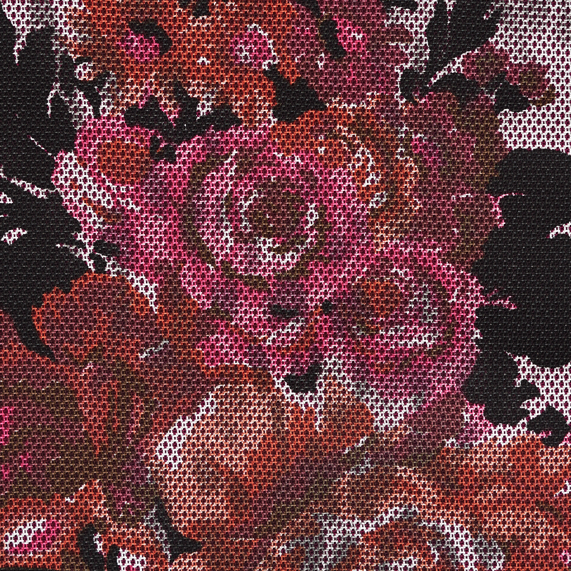 COTTON, SILK, FLORAL, CABERNET&NIMBUS CLOUD (F000012842) - Texture